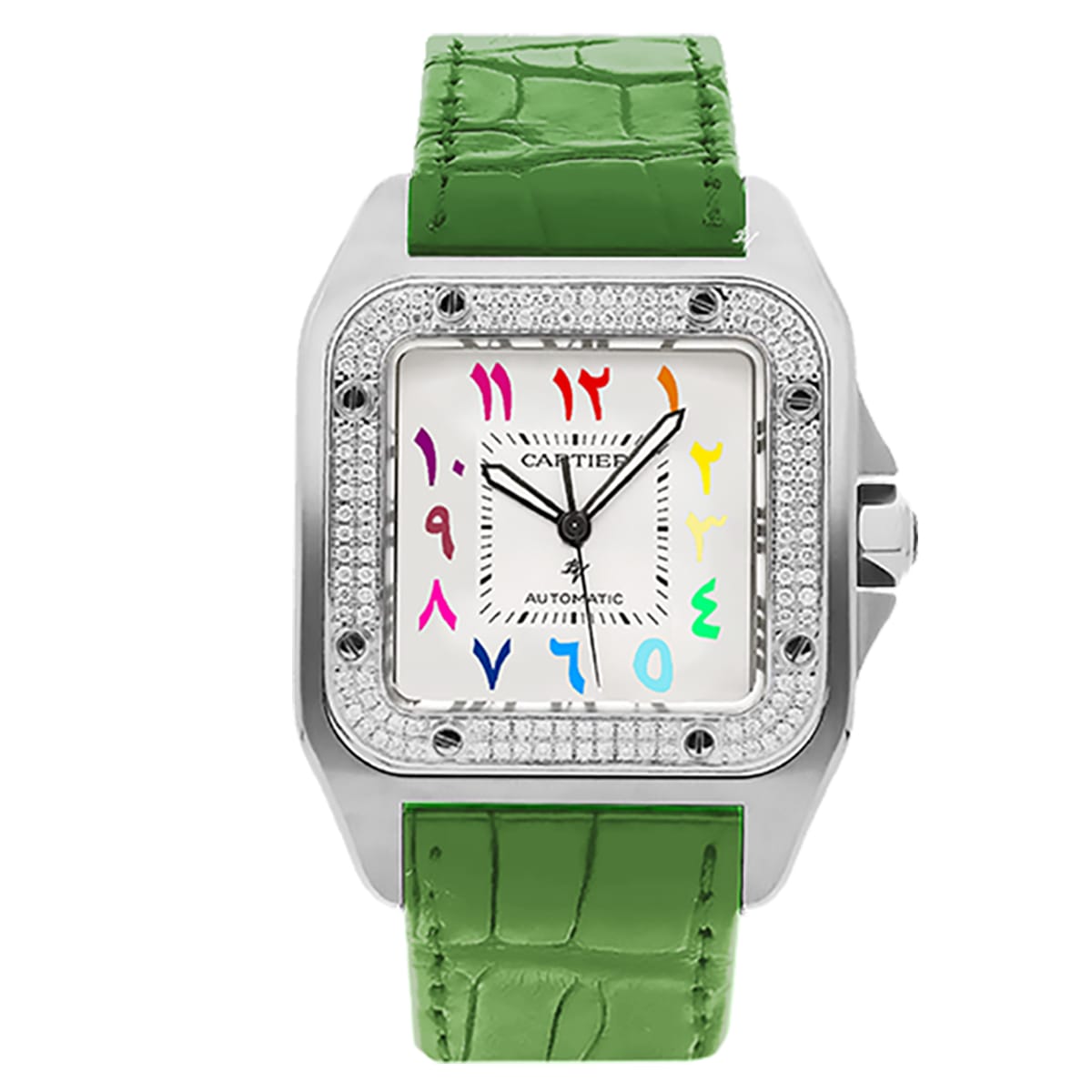 Fake Cartier Replica Watch Santos 100 Anniversary Rainbow Limited Edition Black Custom(1:1 replica)
