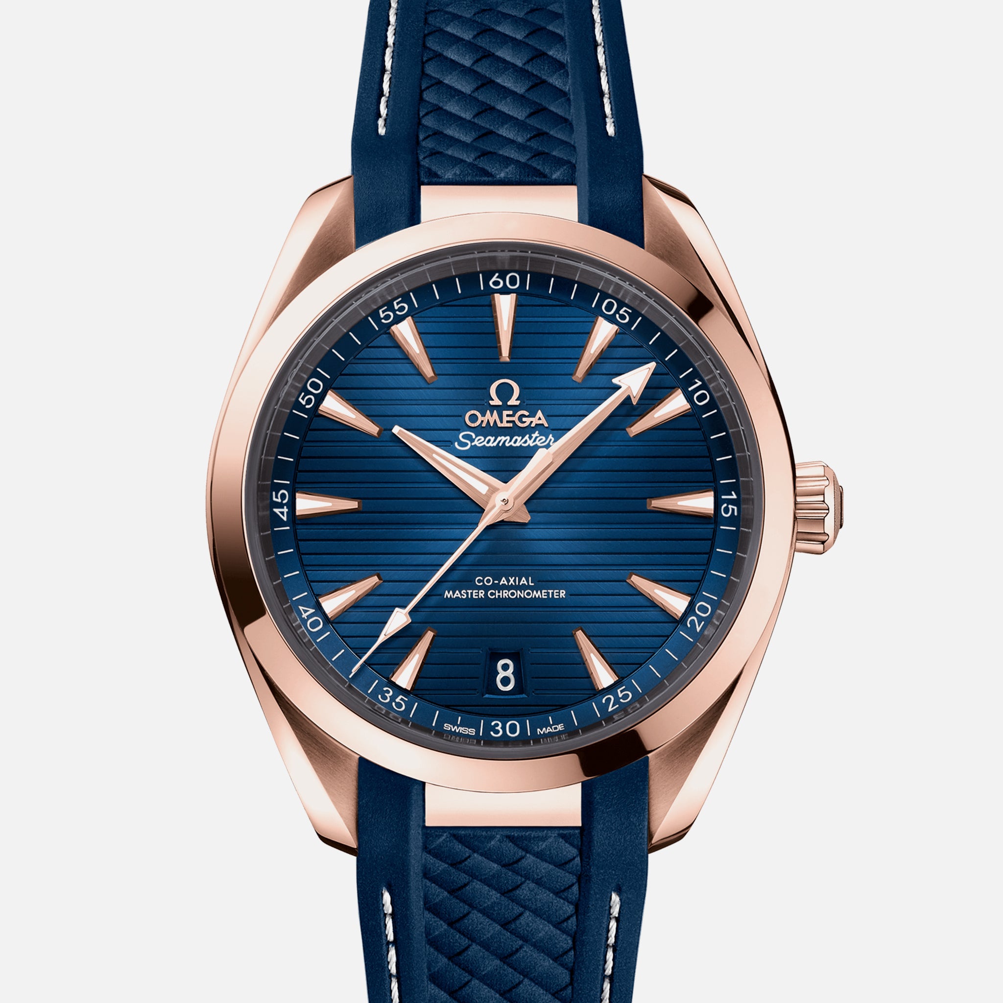 Seamaster Aqua Terra 150M Co-Axial Master Chronometer 41mm Sedna Gold Blue Dial On Rubber Strap(1:1 replica)