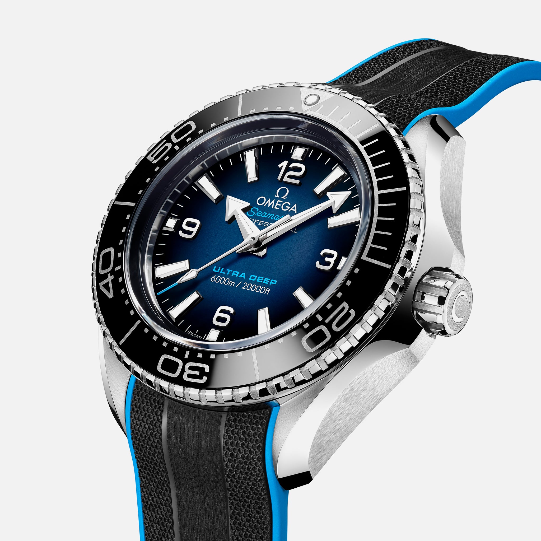 Seamaster Planet Ocean Ultra Deep Professional 6000M Co-Axial Master Chronometer 45.5mm Blue Dial On Rubber Strap(1:1 replica)