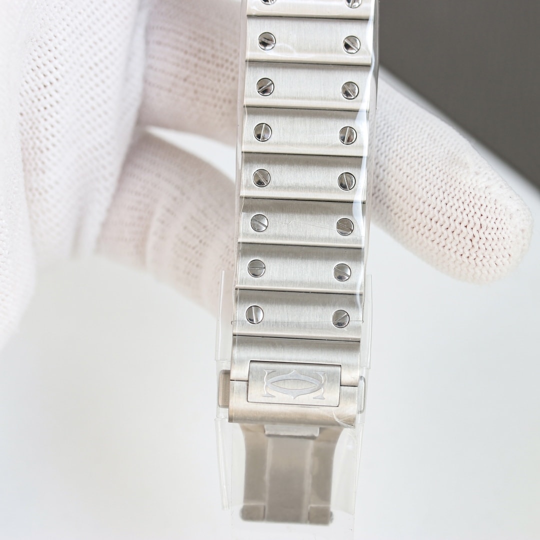 Fake Cartier Watch Santos large model mechanical movement with manual winding caliber Steel Blue Skeleton Dial WHSA0026 TWF(1:1 replica)