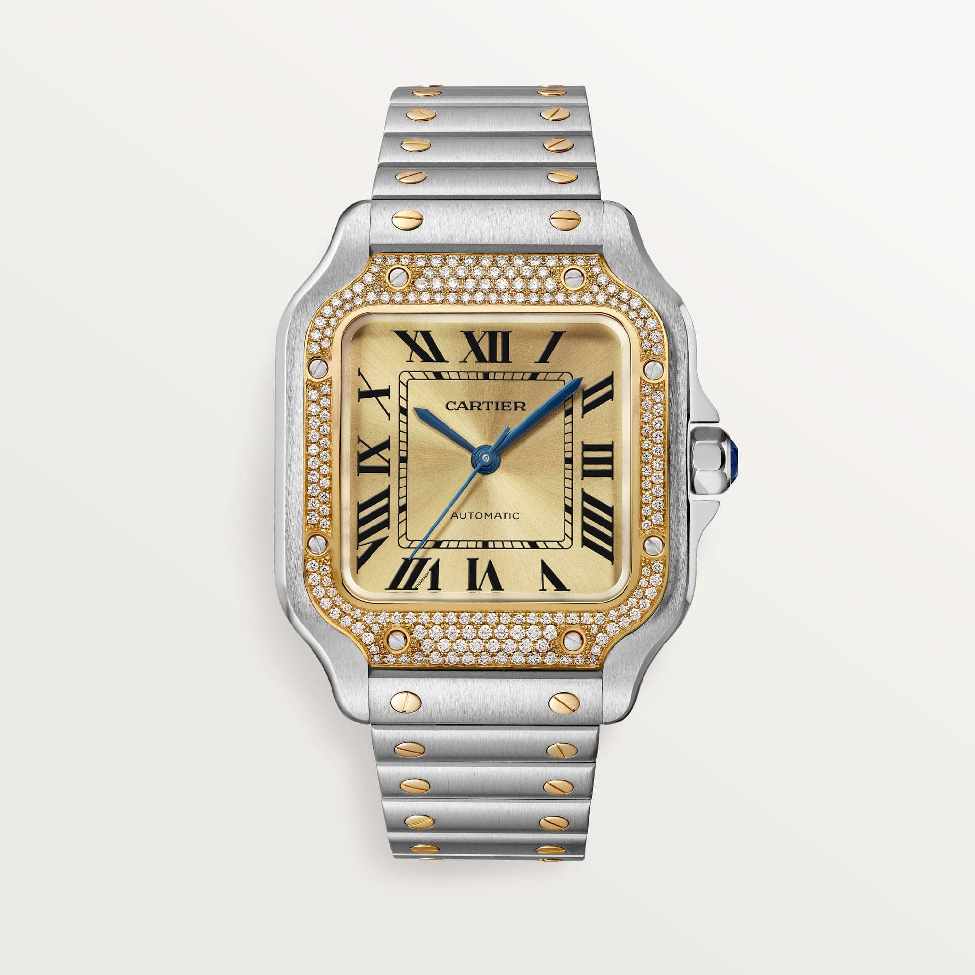 fake cartier watch Santos medium model Manufacture mechanical movement with automatic winding caliber 1847(1:1 replica)