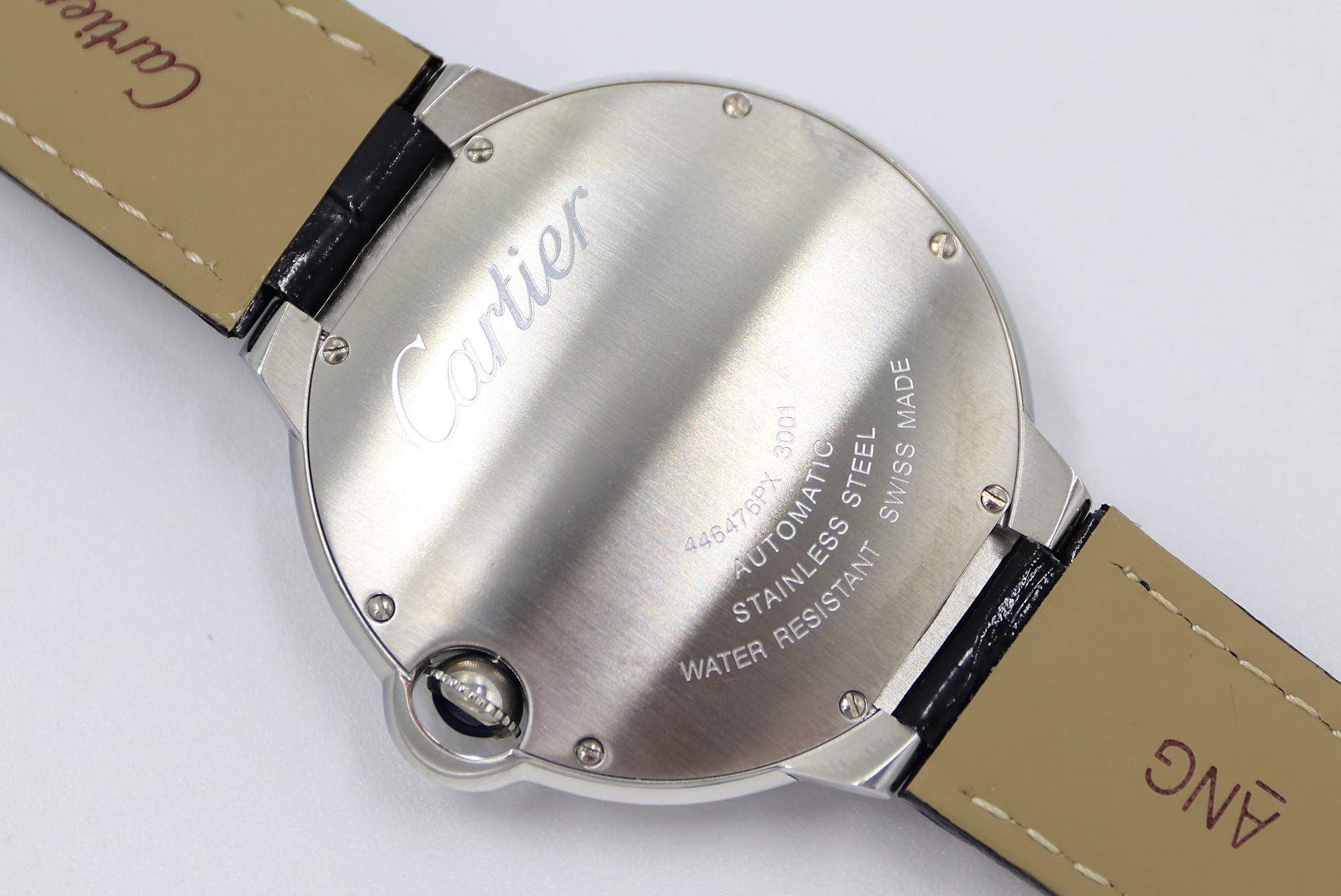 Cartier Blue Balloon Square Diamonds Full Sky Watch-Roman Numerals-White-Leather-42mm(1:1 replica)