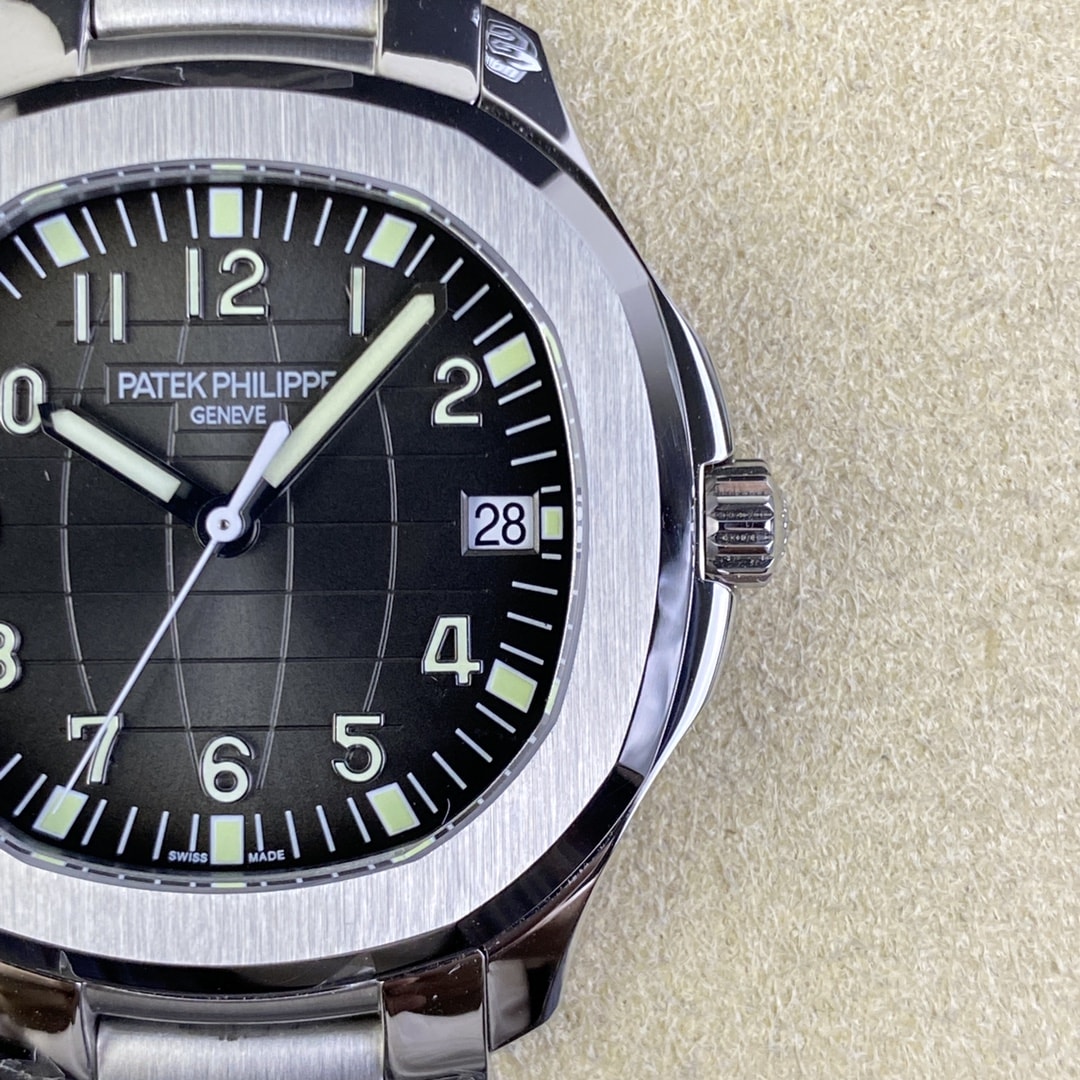 Fake Patek Philippe Replica Watch Aquanaut Date Sweep Seconds Stainless Steel Black Dial 5167/1A-001 3KF(1:1 replica)