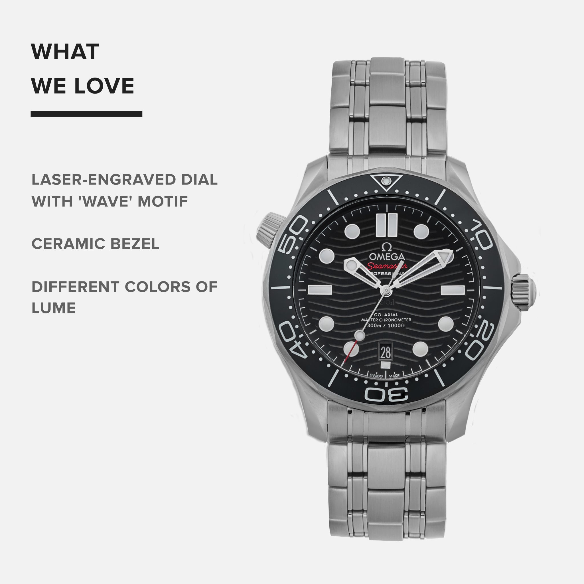 Seamaster Diver 300M Co-Axial Master Chronometer 42mm Black Dial On Bracelet(1:1 replica)