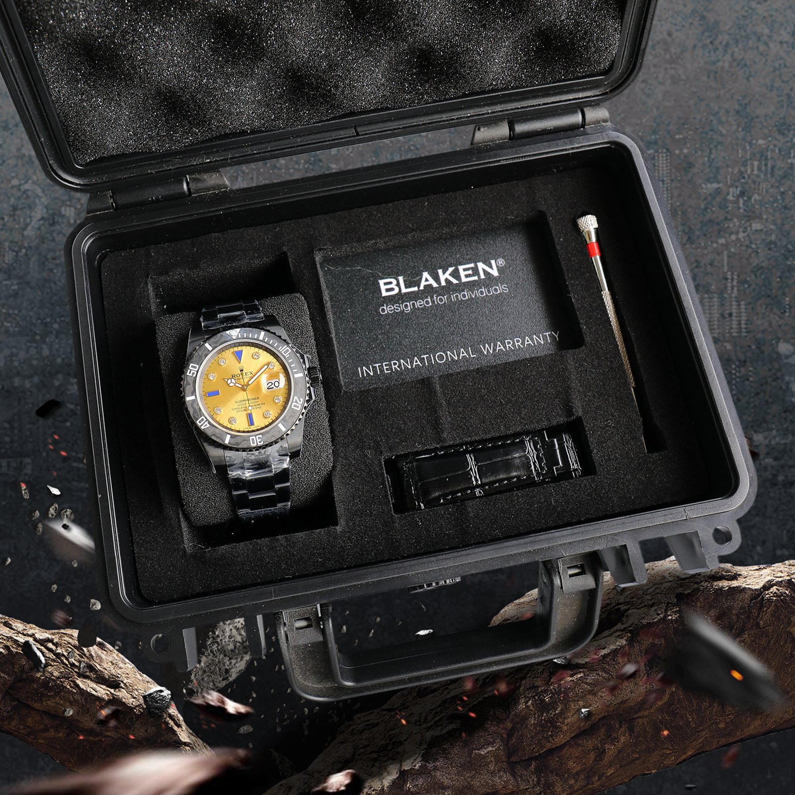 ROLEX Rolex Customized Submariner-Diamond Dial-Carbon Fiber Bezel-Black Gold(1:1 replica)