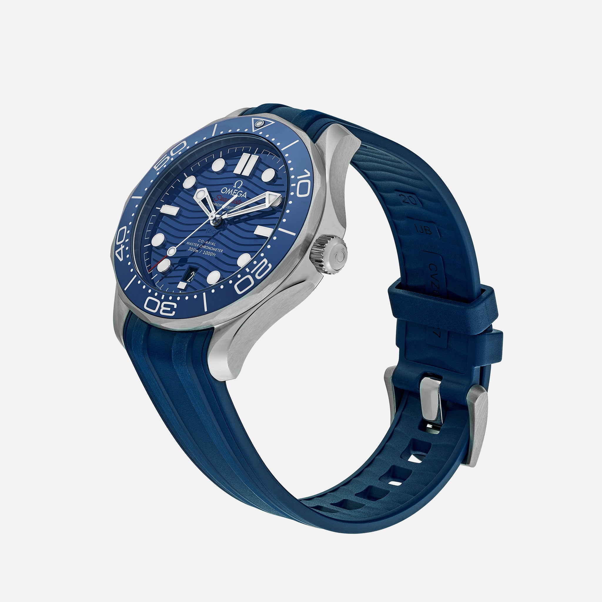 Seamaster Diver 300M Co-Axial Master Chronometer 42mm Blue Dial On Rubber Strap(1:1 replica)