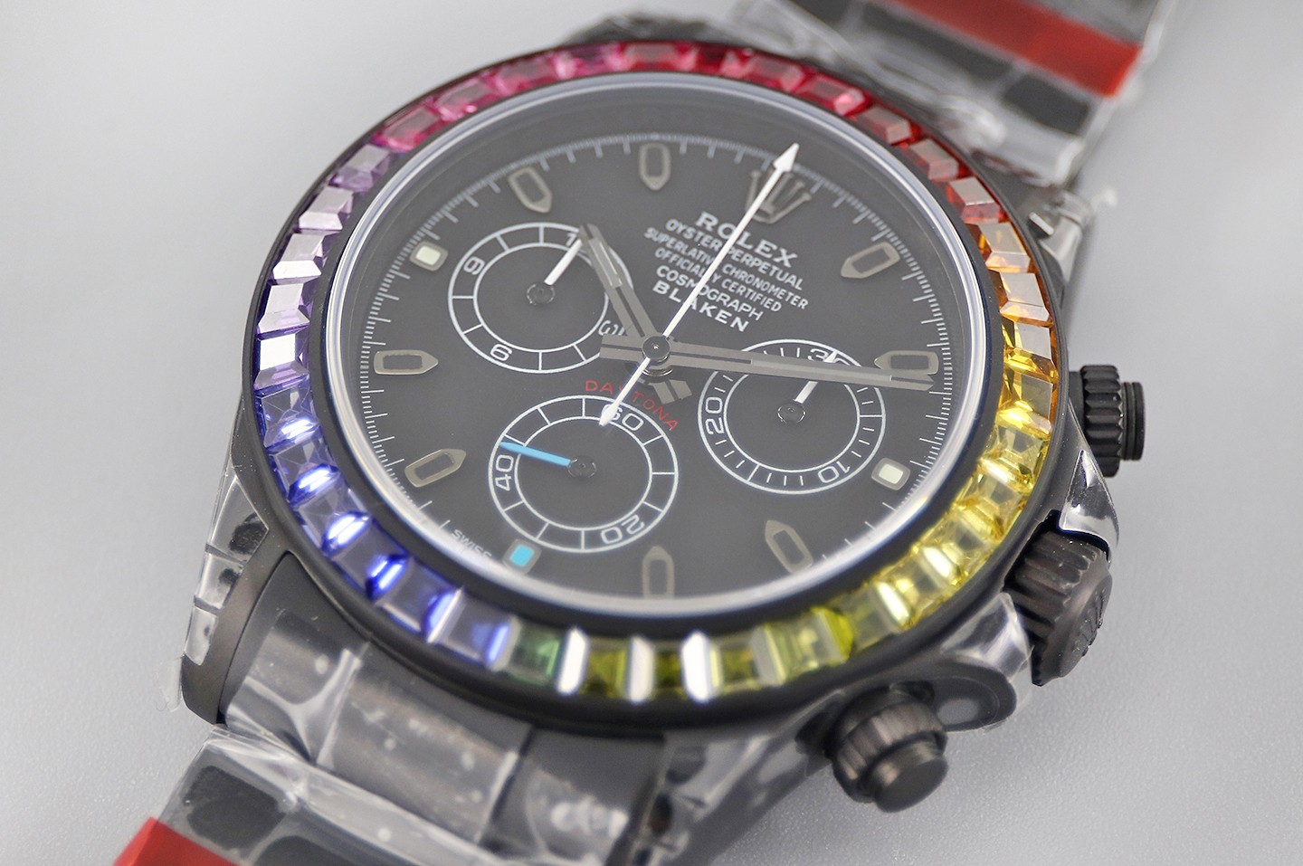 Rolex Daytona Ice Randy - Rainbow Diamonds Modified - Black(1:1 replica)
