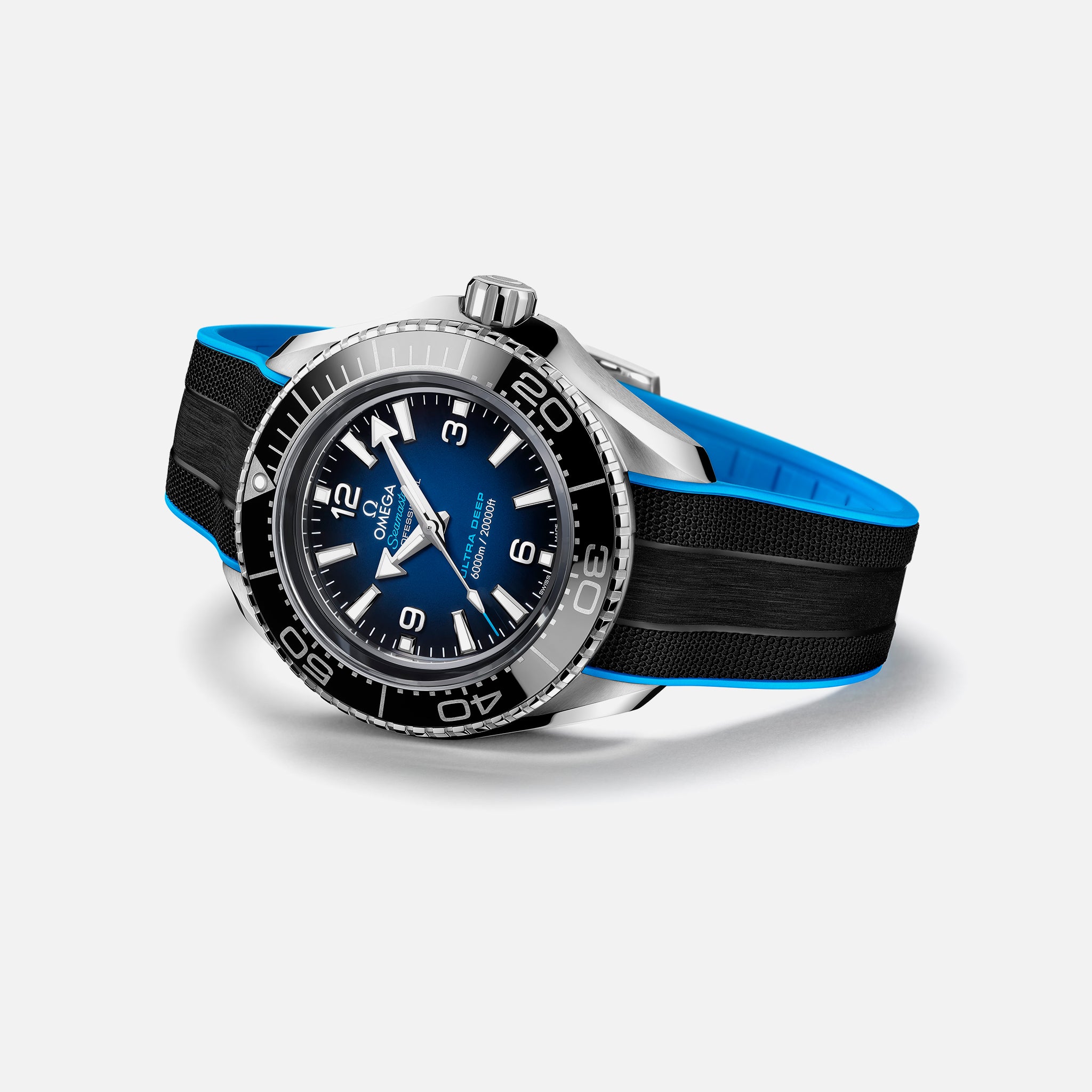 Seamaster Planet Ocean Ultra Deep Professional 6000M Co-Axial Master Chronometer 45.5mm Blue Dial On Rubber Strap(1:1 replica)