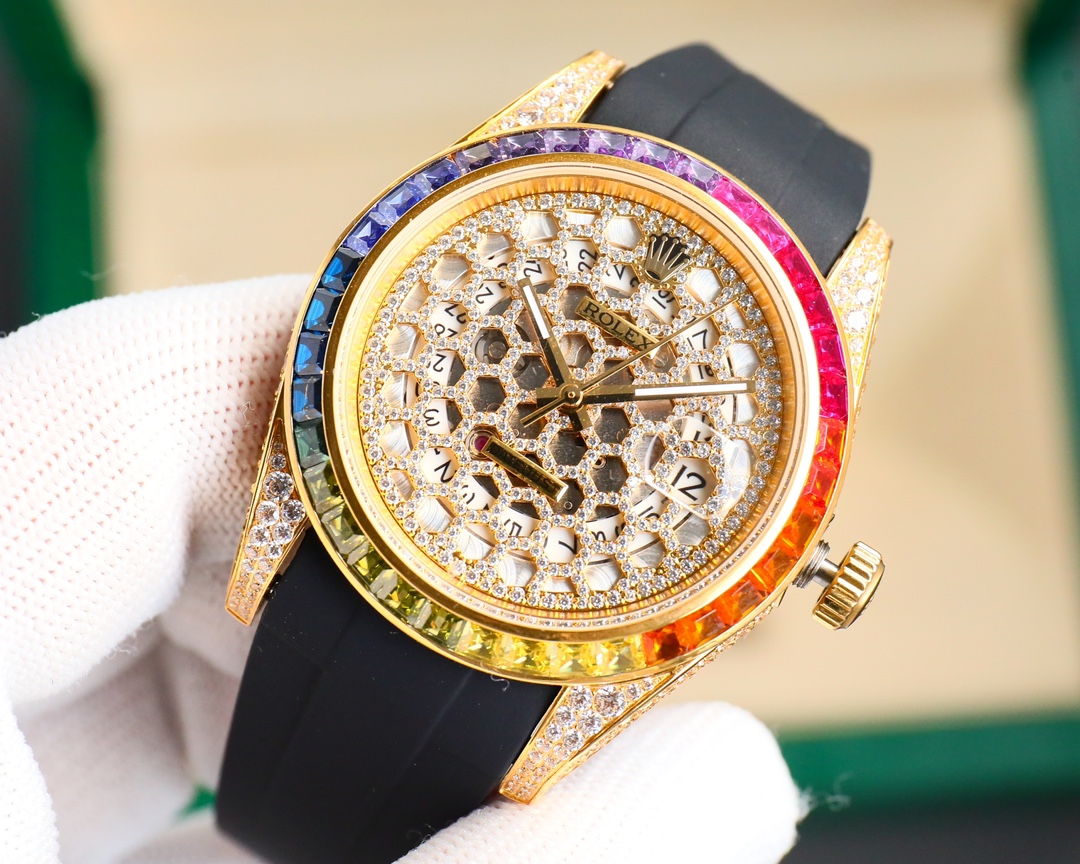 Rolex Rainbow Diamonds Logbook Full Diamonds Tudor Edition Luxury 18k Nanotechnology - 41MM(1:1 replica)