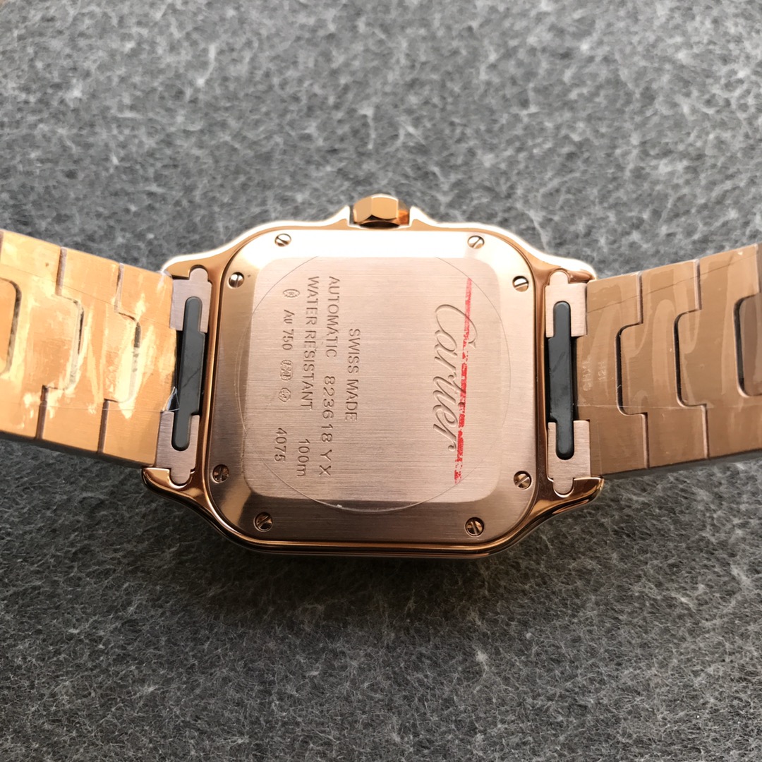 Fake cartier watch Santos large model mechanical movement Silver Dial Rose Gold WGSA0018(1:1 replica)