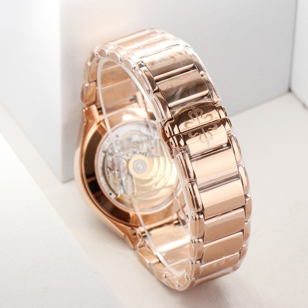 Fake Diamond Watch Replica Patek Philippe Twenty~4 Ladies Rose Gold Brown Sunburst 7300/1200R-001(1:1 replica)