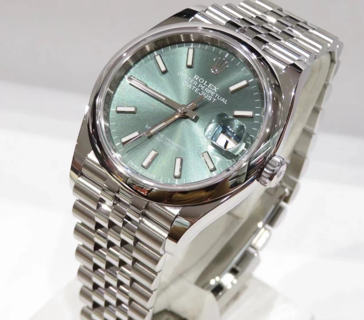 ROLEX Rolex Datejust Water Resistant/Date Ladies Automatic Mechanical Watch Mint Green Dial 36mm Silver Steel Memorial Strap m126200-0023(1:1 replica)