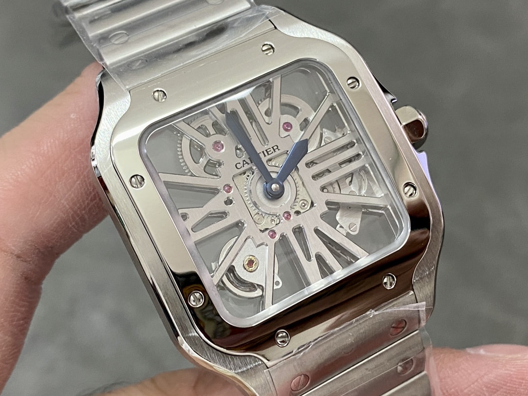 Fake Cartier Watch Santos large model mechanical movement Stainless Steel Skeleton Dial WHSA0015 TWF(1:1 replica)