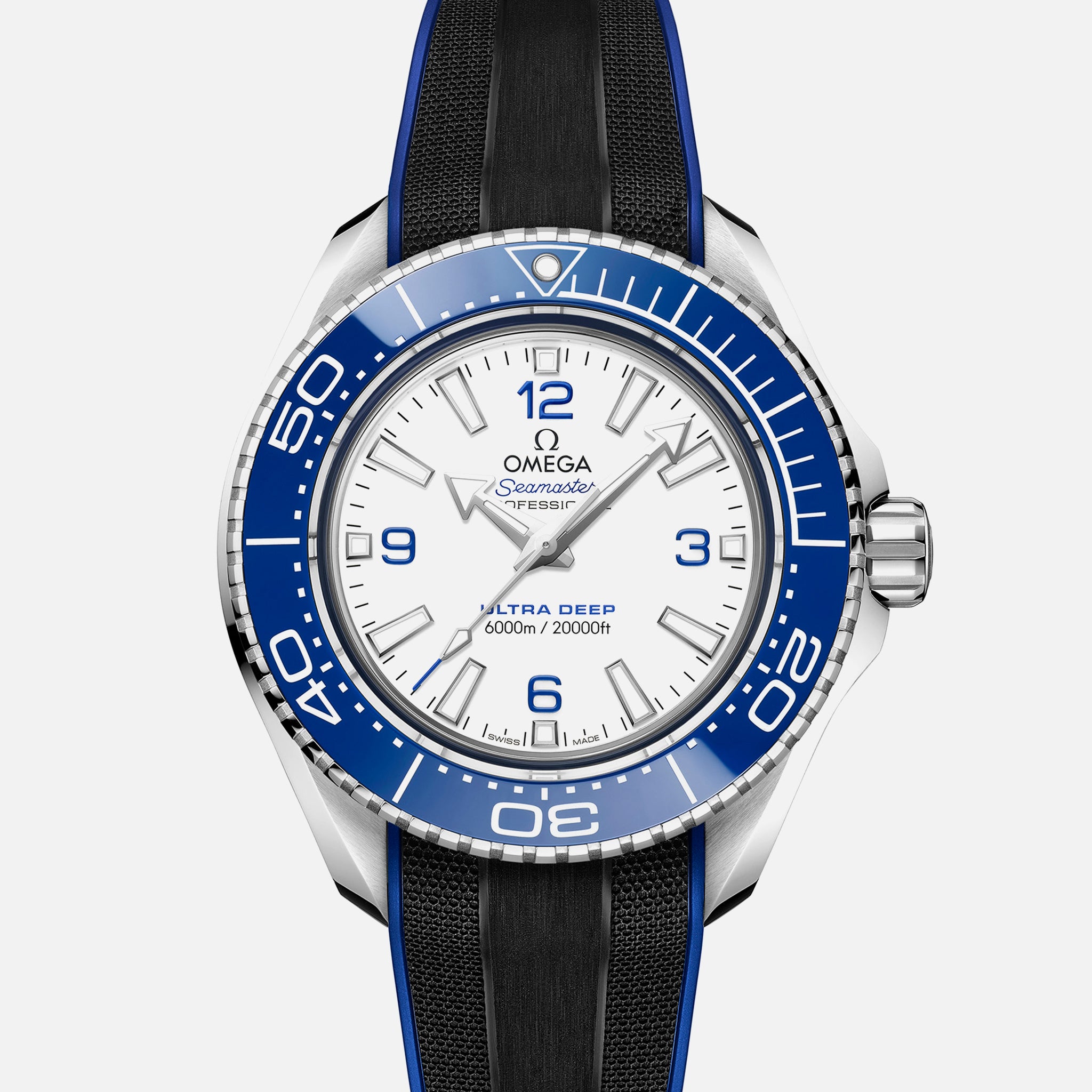 Seamaster Planet Ocean Ultra Deep Professional 6000M Co-Axial Master Chronometer 45.5mm White Dial On Rubber Strap(1:1 replica)