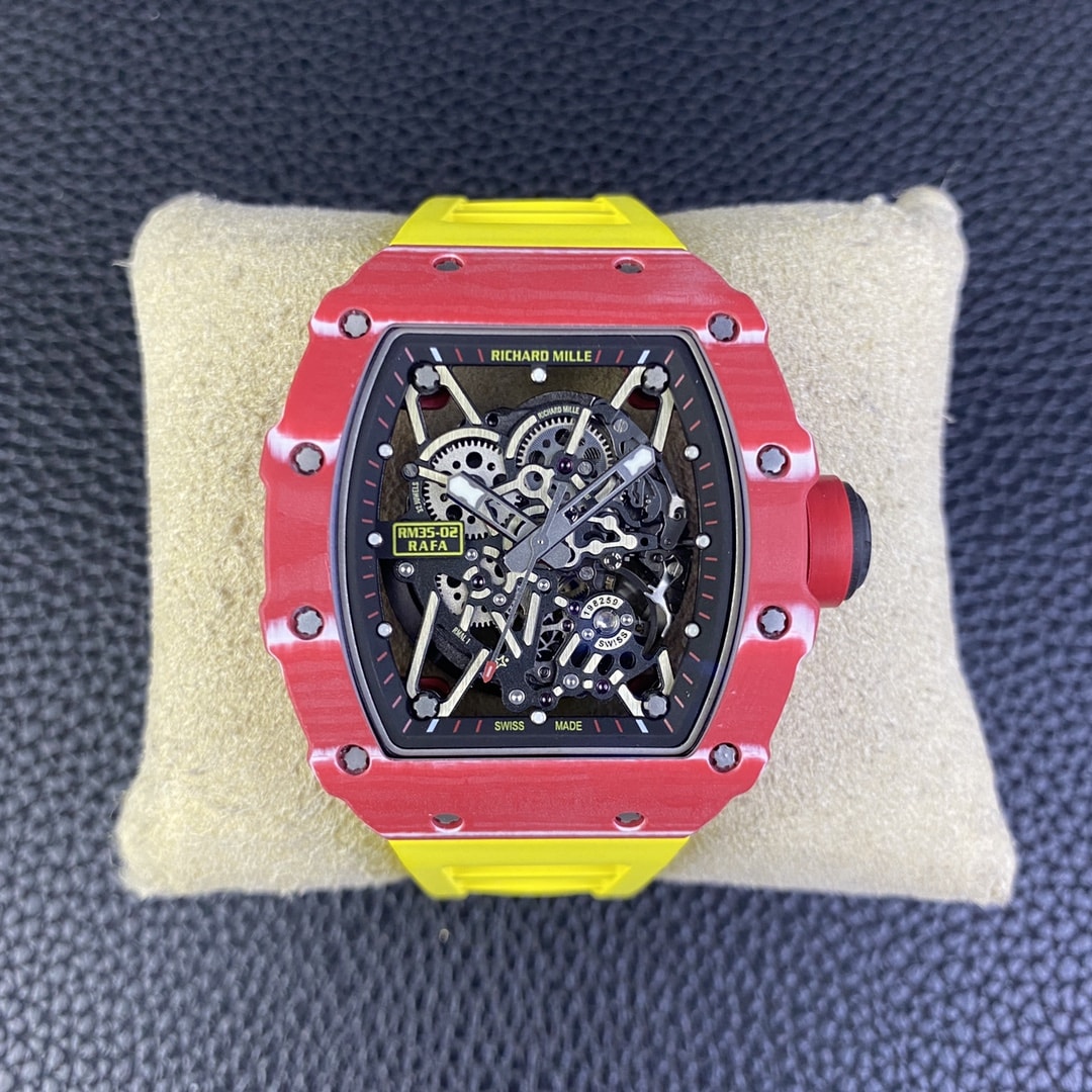 Fake Richard Mille Replica Watch RM 35-02 Automatic Winding Rafael Nadal Red QUARTZ TPT(1:1 replica)