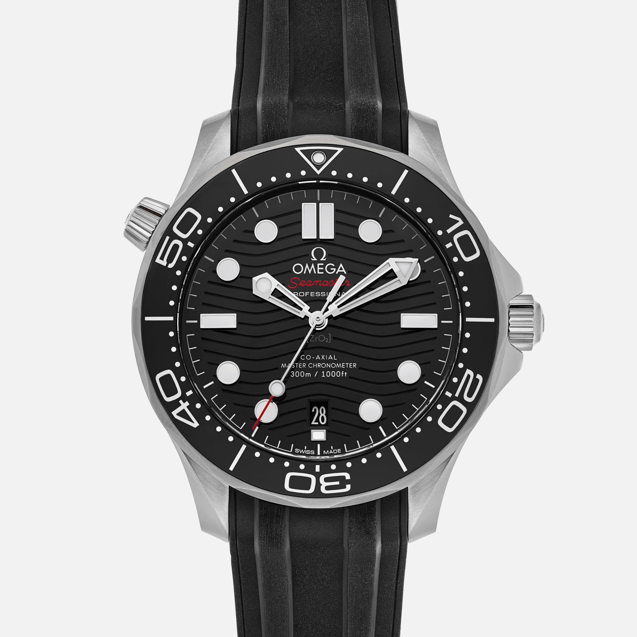 Seamaster Diver 300M Co-Axial Master Chronometer 42mm Black Dial On Rubber Strap(1:1 replica)