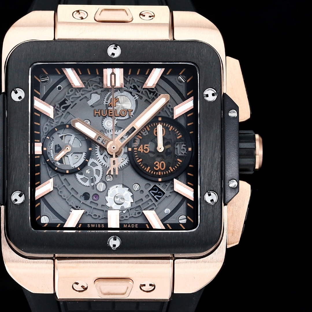 Hublot Big Bang, Square Bang Unico 42mm Textured Rubber Strap(1:1 replica)