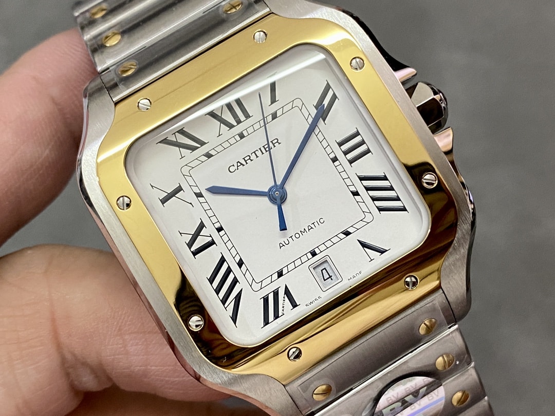 Fake cartier watch Santos large model mechanical movement Steel/Yellow Gold W2SA0009 BVF(1:1 replica)