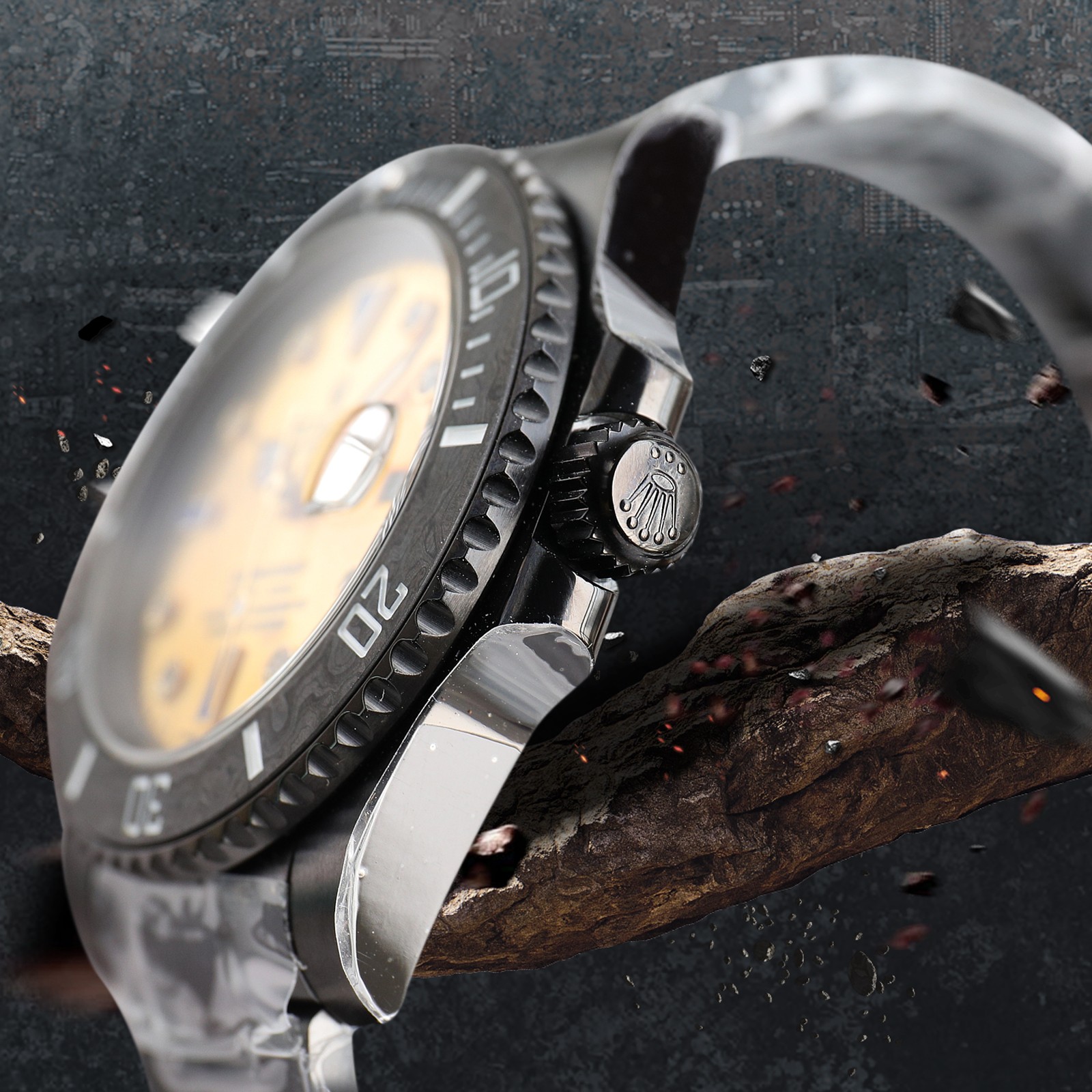 ROLEX Rolex Customized Submariner-Diamond Dial-Carbon Fiber Bezel-Black Gold(1:1 replica)