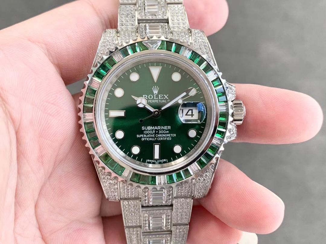 Rolex Submariner Special Diamonds - Green Diamonds - All Diamonds - 40mm(1:1 replica)