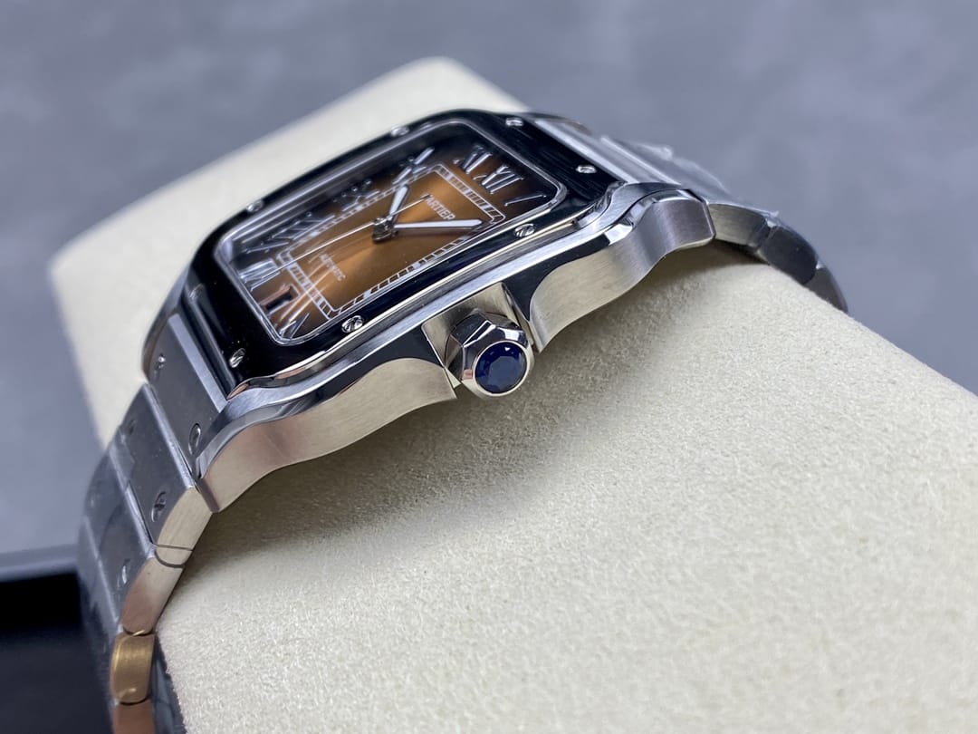 Fake Cartier Watch Santos de Cartier Large Steel Brown Dial WSSA0064-TW(1:1 replica)