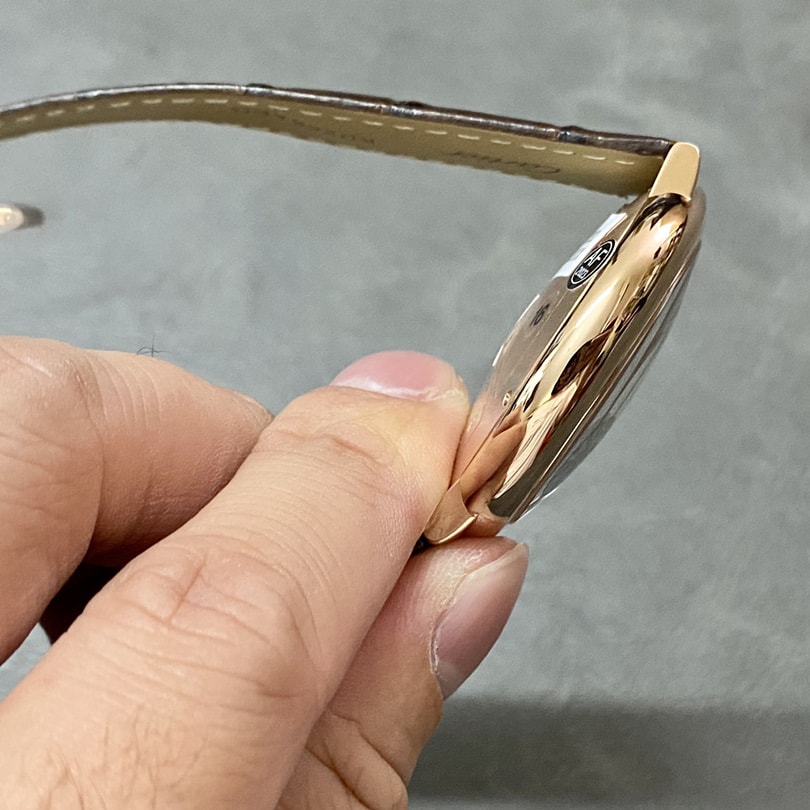 Fake Cartier Watch Ballon Bleu de Rose Gold 42mm Silver Dial Leather Strap WGBB0030 AF(1:1 replica)