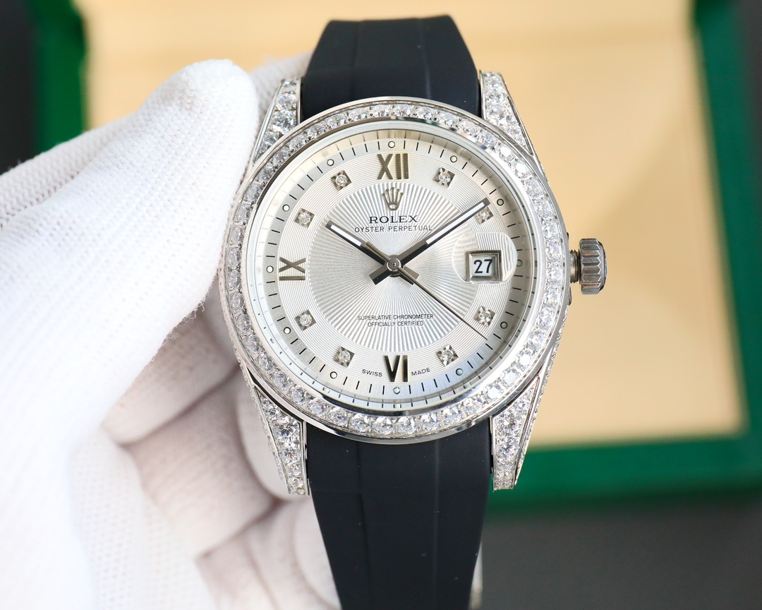Rolex Logbook Full Luxury-Roman Diamond Dial-18k Nano-Technology 41MM-White(1:1 replica)