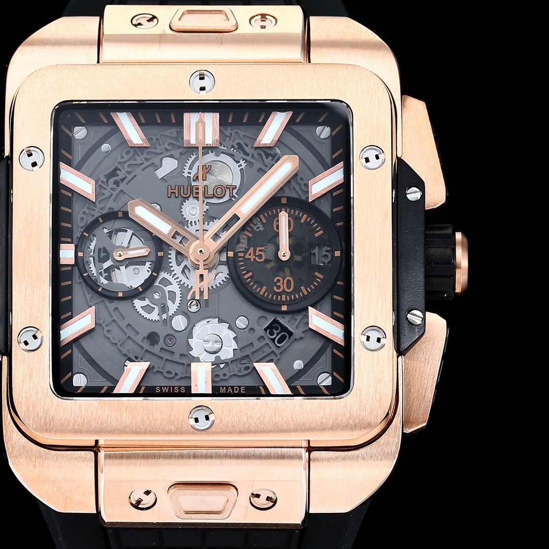 Hublot Big Bang, Square Bang Unico 42mm Textured Rubber Strap(1:1 replica)