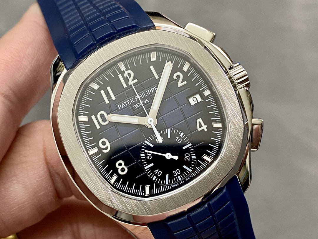 Fake Patek Philippe Replica Watch Aquanaut Chronograph White Gold Blue Dial 5968G-001 MMA(1:1 replica)