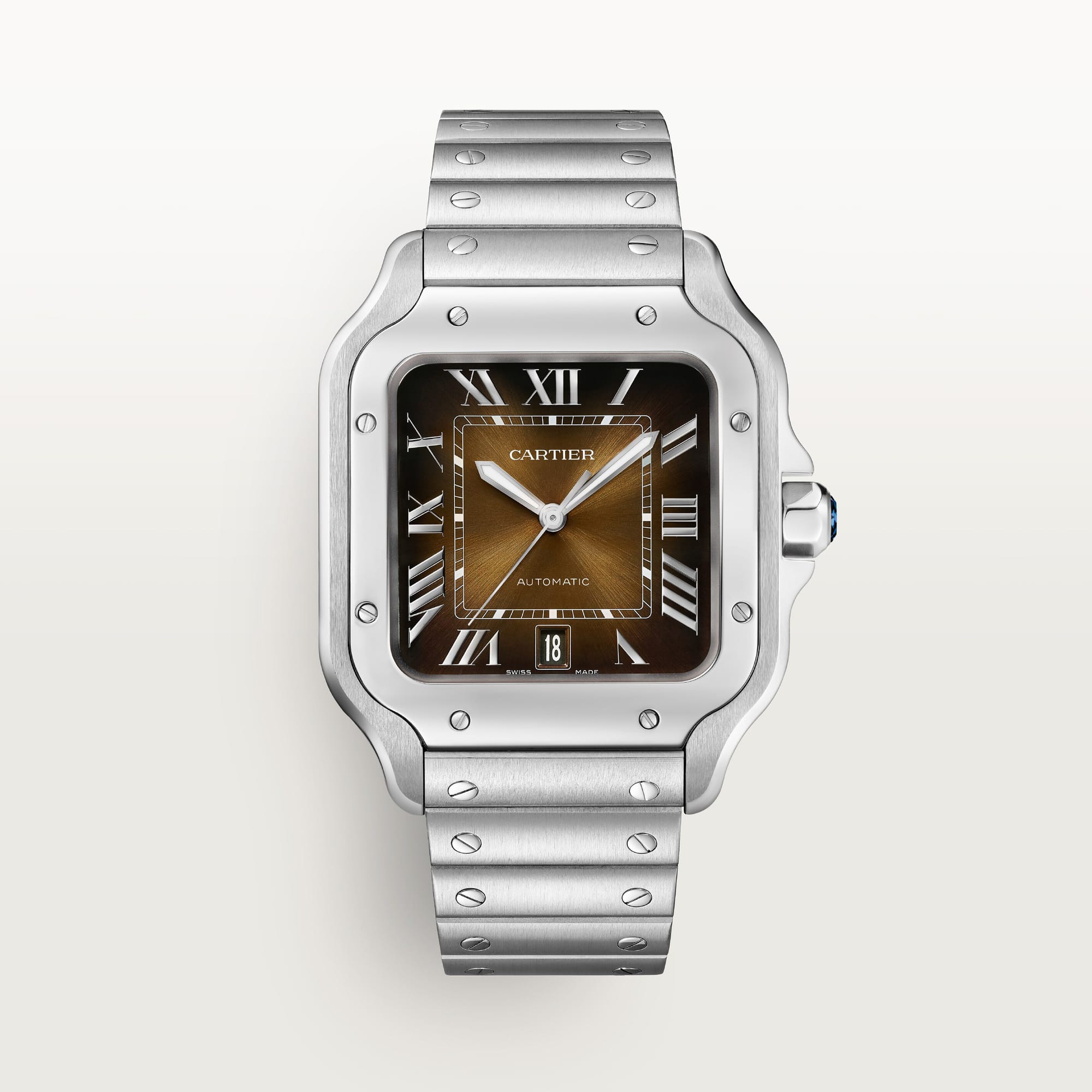 Fake Cartier Watch Santos de Cartier Large Steel Brown Dial WSSA0064-TW(1:1 replica)