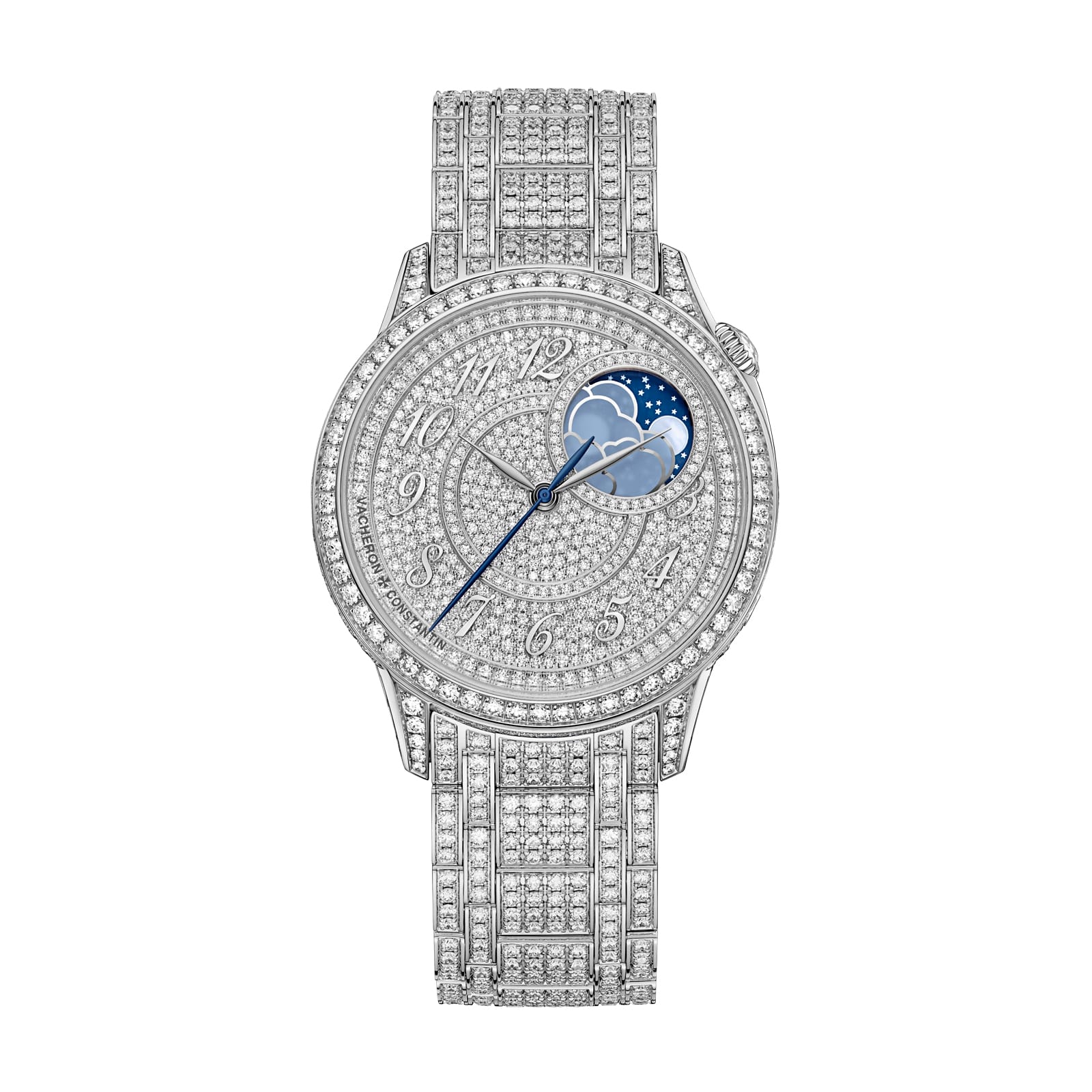 Replica Watches Fake Vacheron Constantin egerie moon phase jewellery 37 MM WHITE GOLD(1:1 replica)