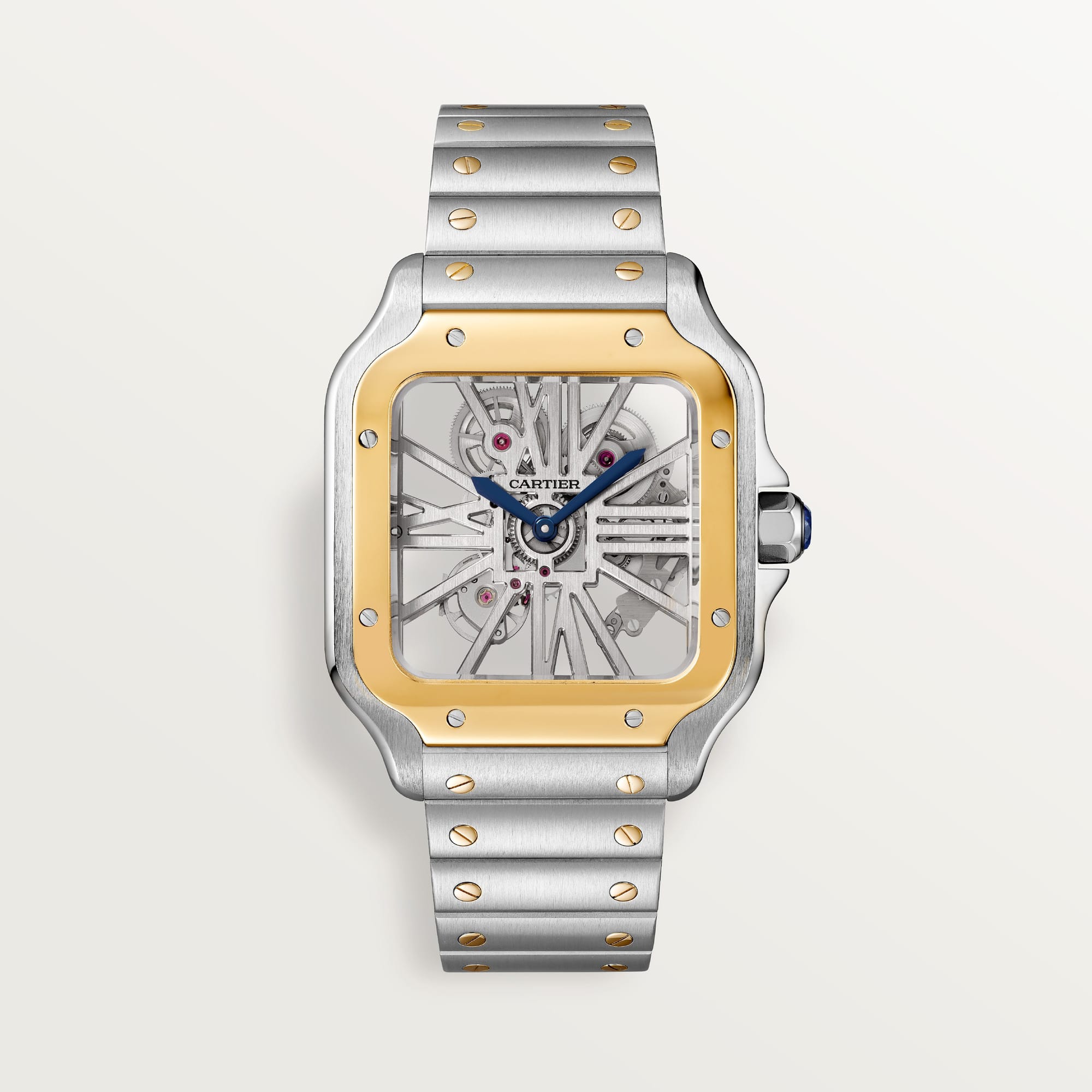 fake cartier watch Santos Skeleton watch large model Manufacture mechanical movement with manual winding caliber(1:1 replica)