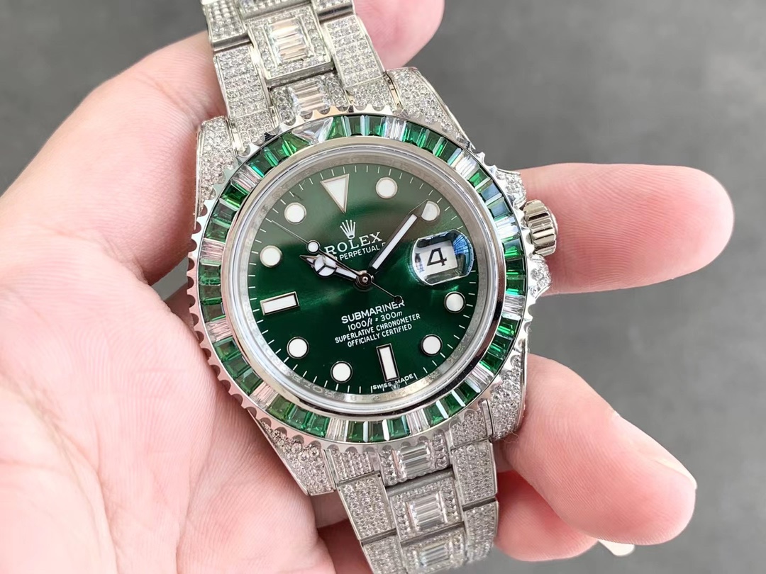 Rolex Submariner Special Diamonds - Green Diamonds - All Diamonds - 40mm(1:1 replica)