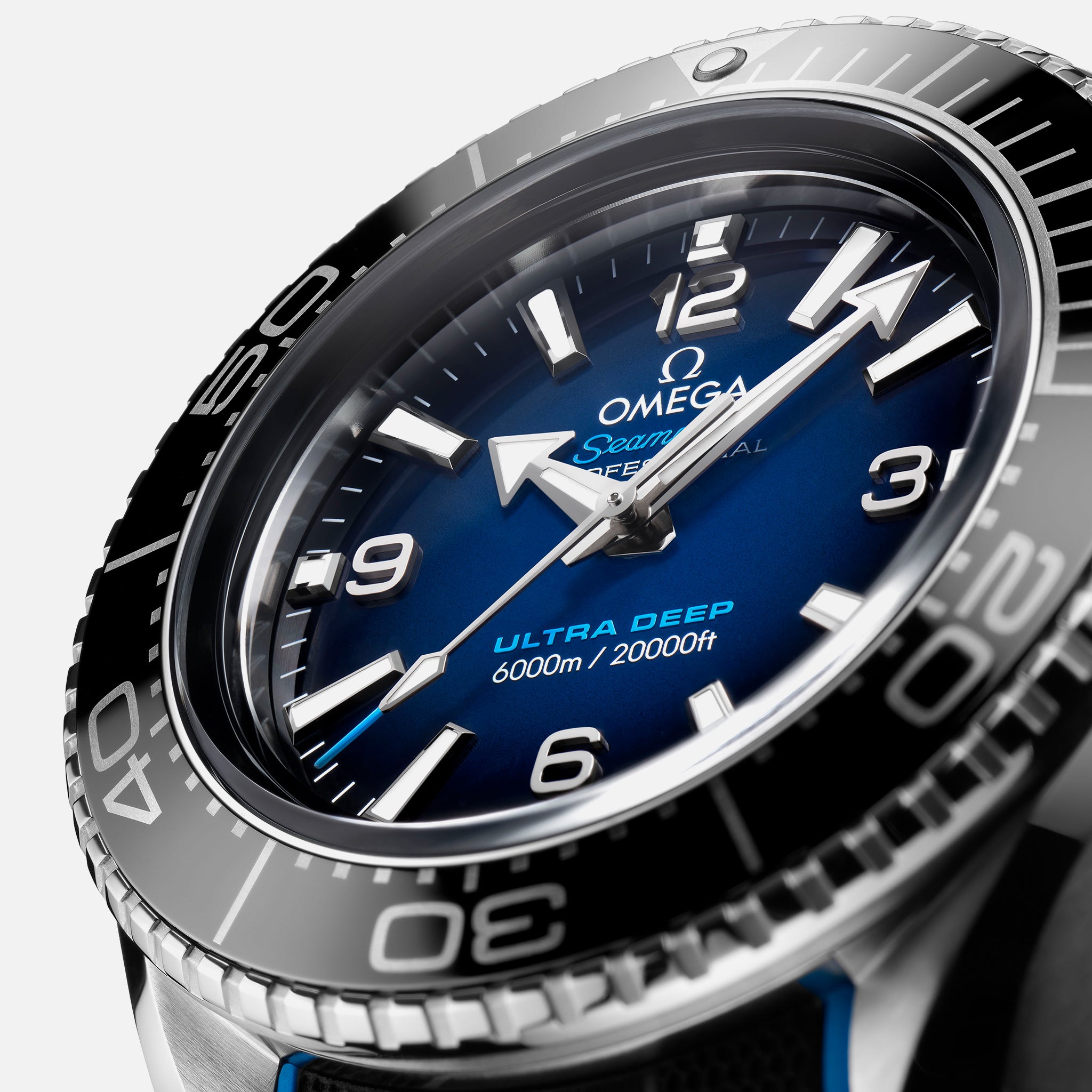 Seamaster Planet Ocean Ultra Deep Professional 6000M Co-Axial Master Chronometer 45.5mm Blue Dial On Rubber Strap(1:1 replica)