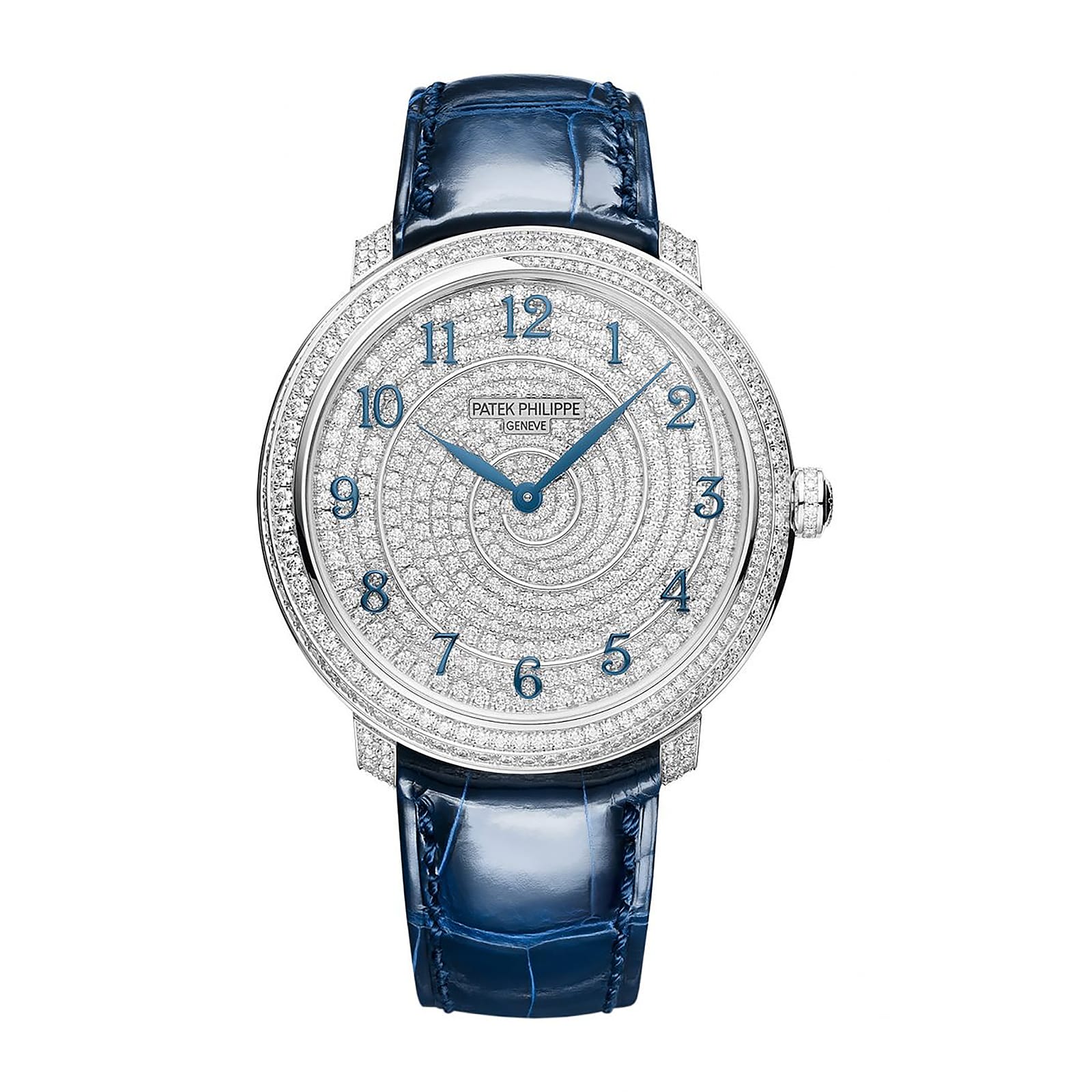 Fake Diamond Watch Patek Philippe Replica Calatrava Diamond Ribbon Joaillerie White Gold Diamond Dial 4978/400G-001 Quartz(1:1 replica)