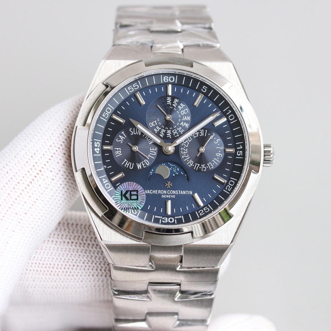 Fake Vacheron Constantin Replica Watch Overseas perpetual calendar ultra-thin Boutique Exclusive 41.5 MM WHITE GOLD 4300V/220G-B945(1:1 replica)