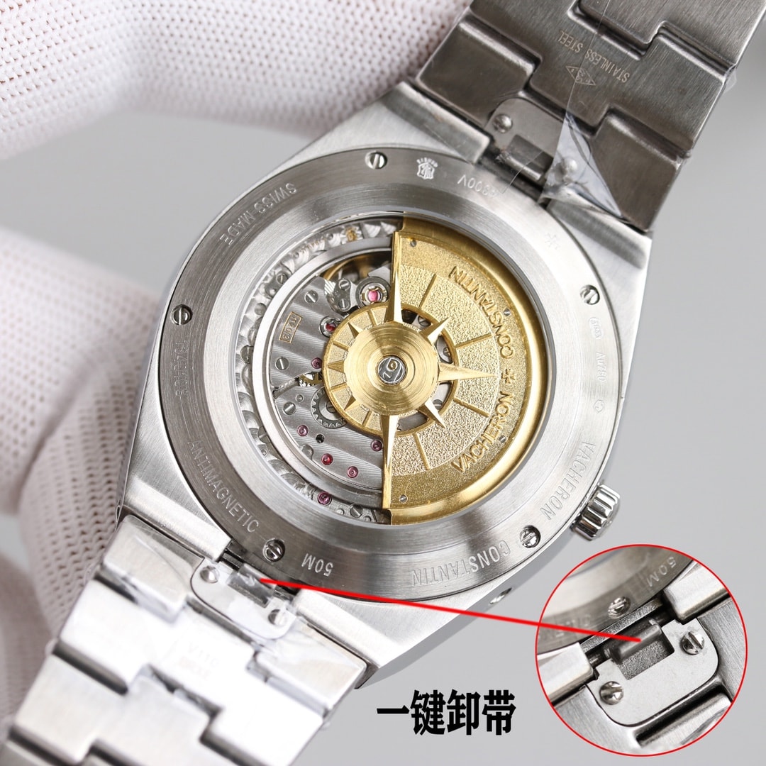 Fake Vacheron Constantin Replica Watch Overseas perpetual calendar ultra-thin Boutique Exclusive 41.5 MM WHITE GOLD 4300V/220G-B945(1:1 replica)