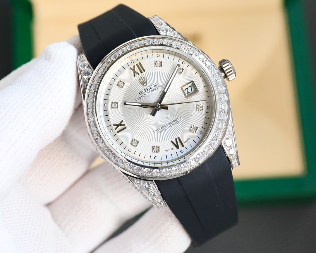 Rolex Logbook Full Luxury-Roman Diamond Dial-18k Nano-Technology 41MM-White(1:1 replica)