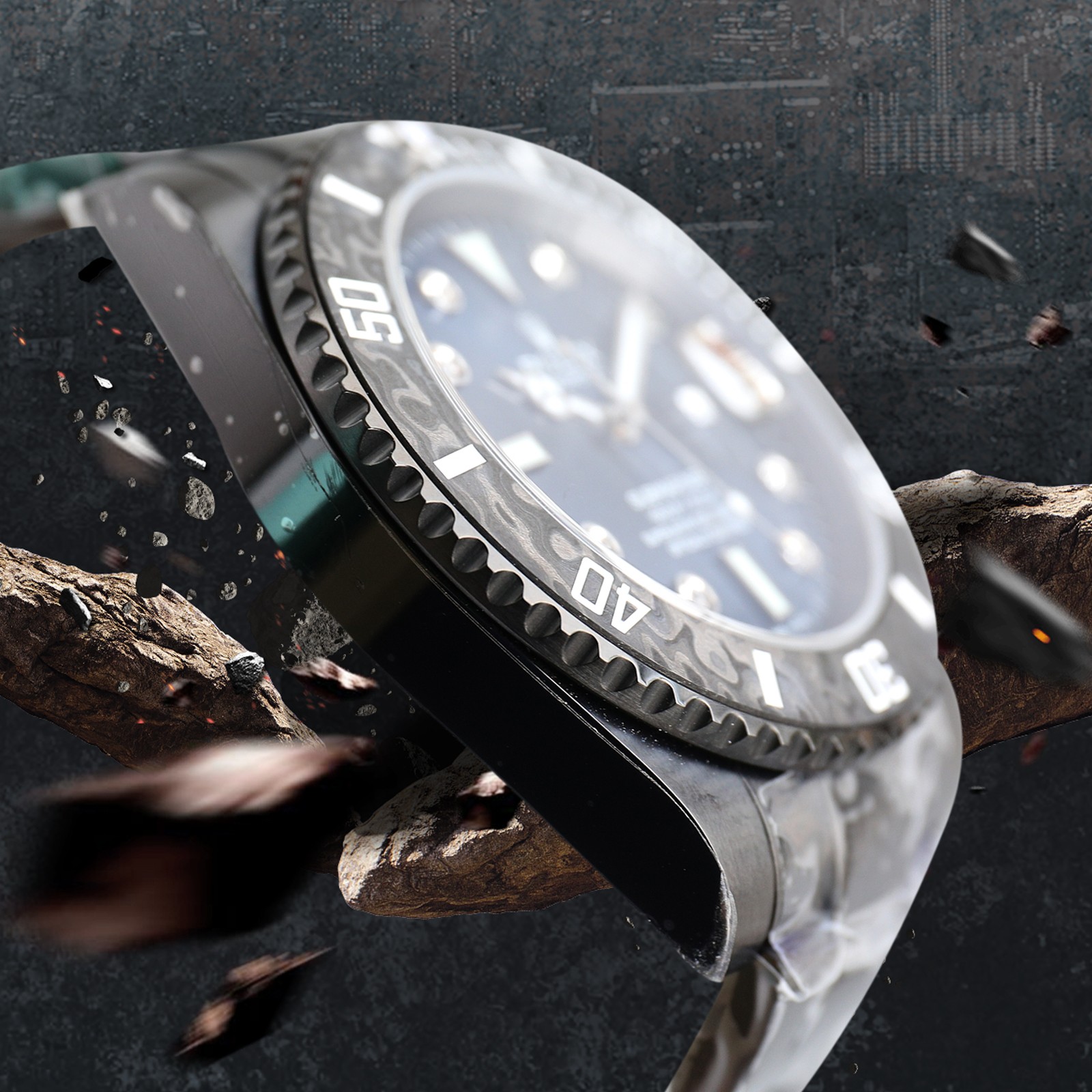 ROLEX Rolex Customized Submariner-Diamond Dial-Carbon Fiber Bezel-Black Blue(1:1 replica)