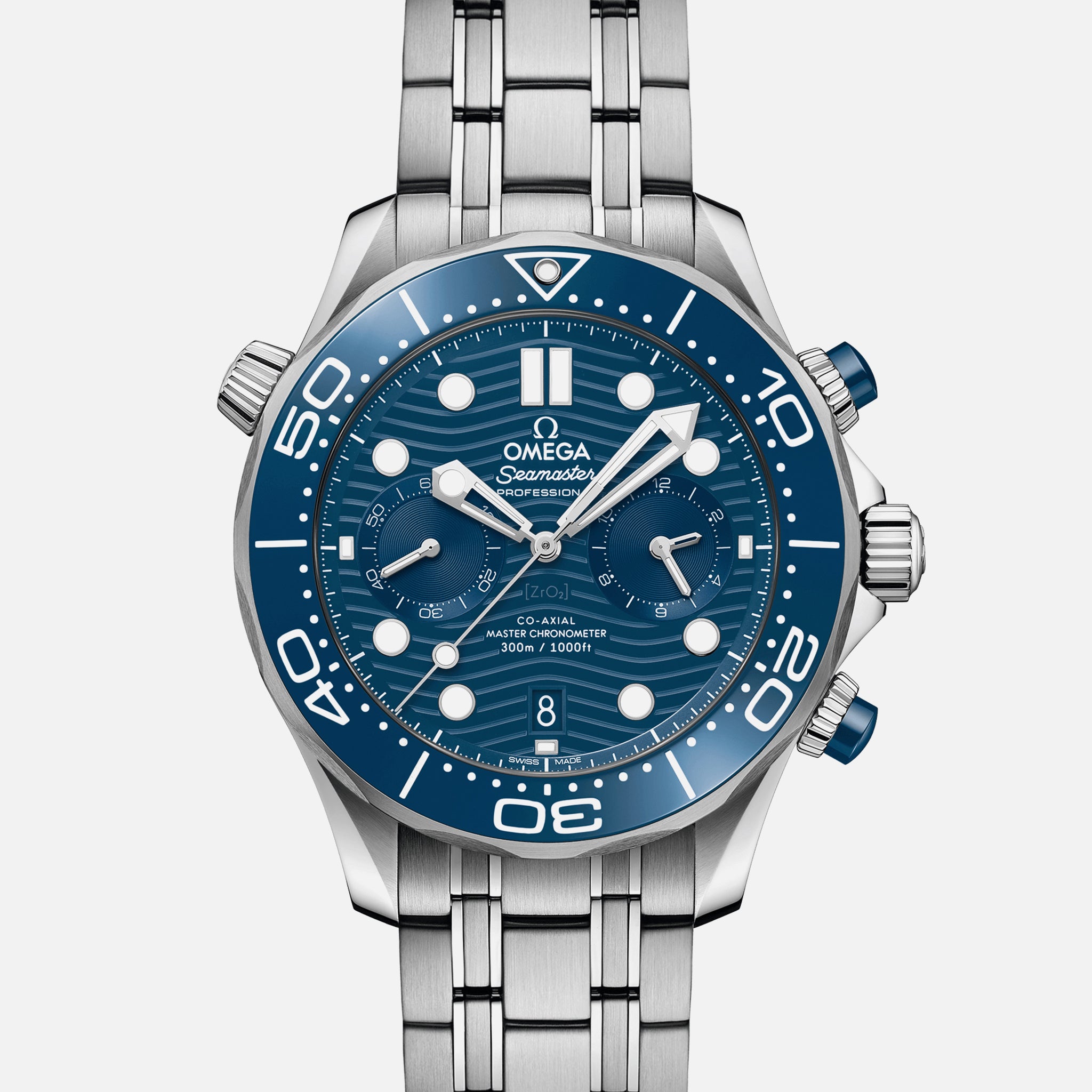 Seamaster Diver 300M Co-Axial Master Chronometer Chronograph 44mm Blue Dial On Bracelet(1:1 replica)