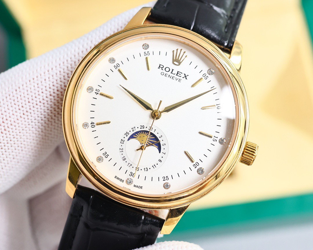 Rolex👑 Cellini Moonphase-40mm-Leather(1:1 replica)