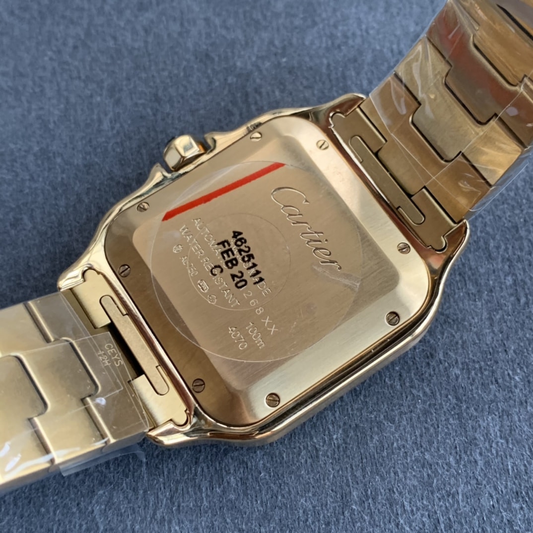 Fake cartier watch Santos large model mechanical movement Santos De Cartier Large Yellow Gold WGSA0029 GF(1:1 replica)
