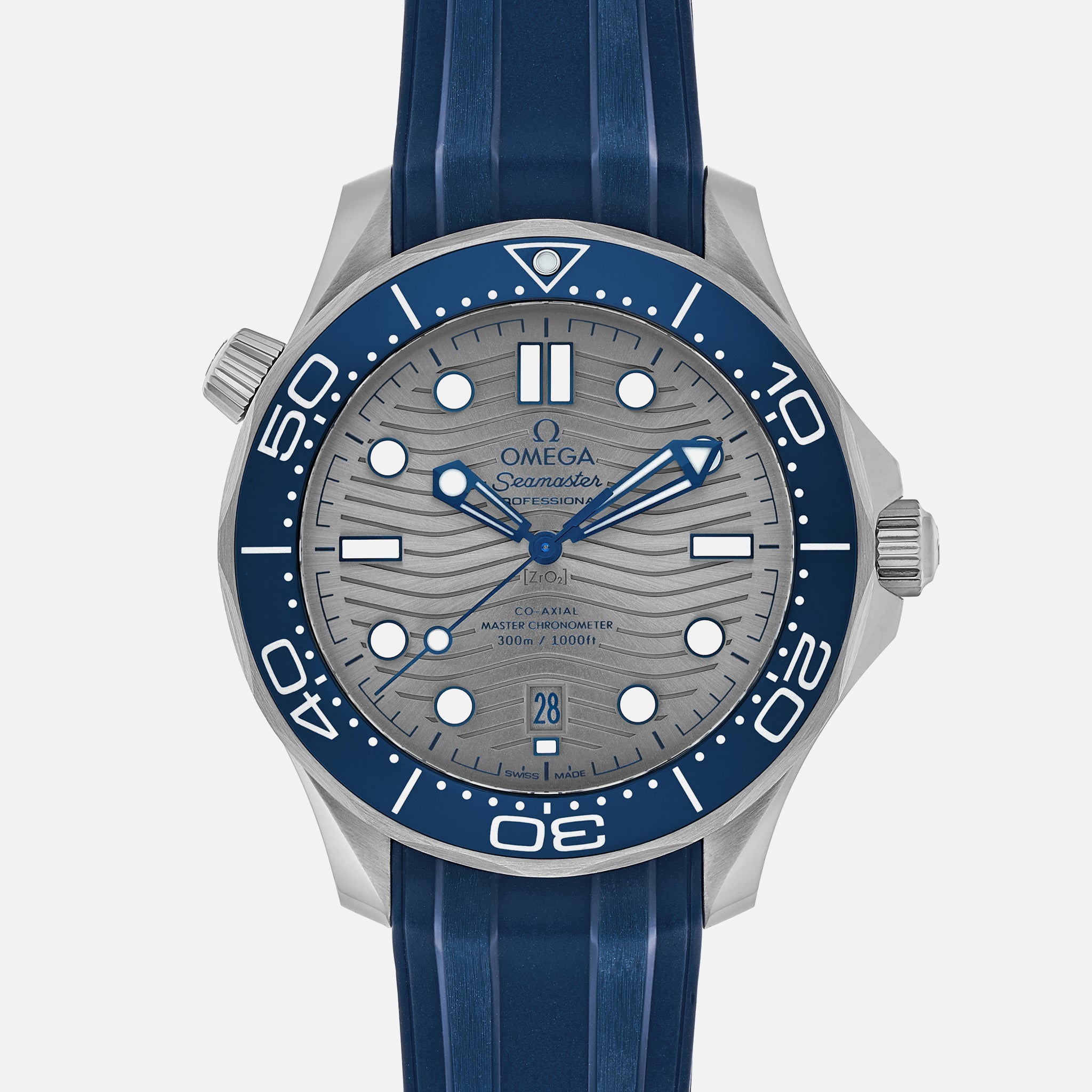Seamaster Diver 300M Co-Axial Master Chronometer 42mm Grey Dial On Rubber Strap(1:1 replica)