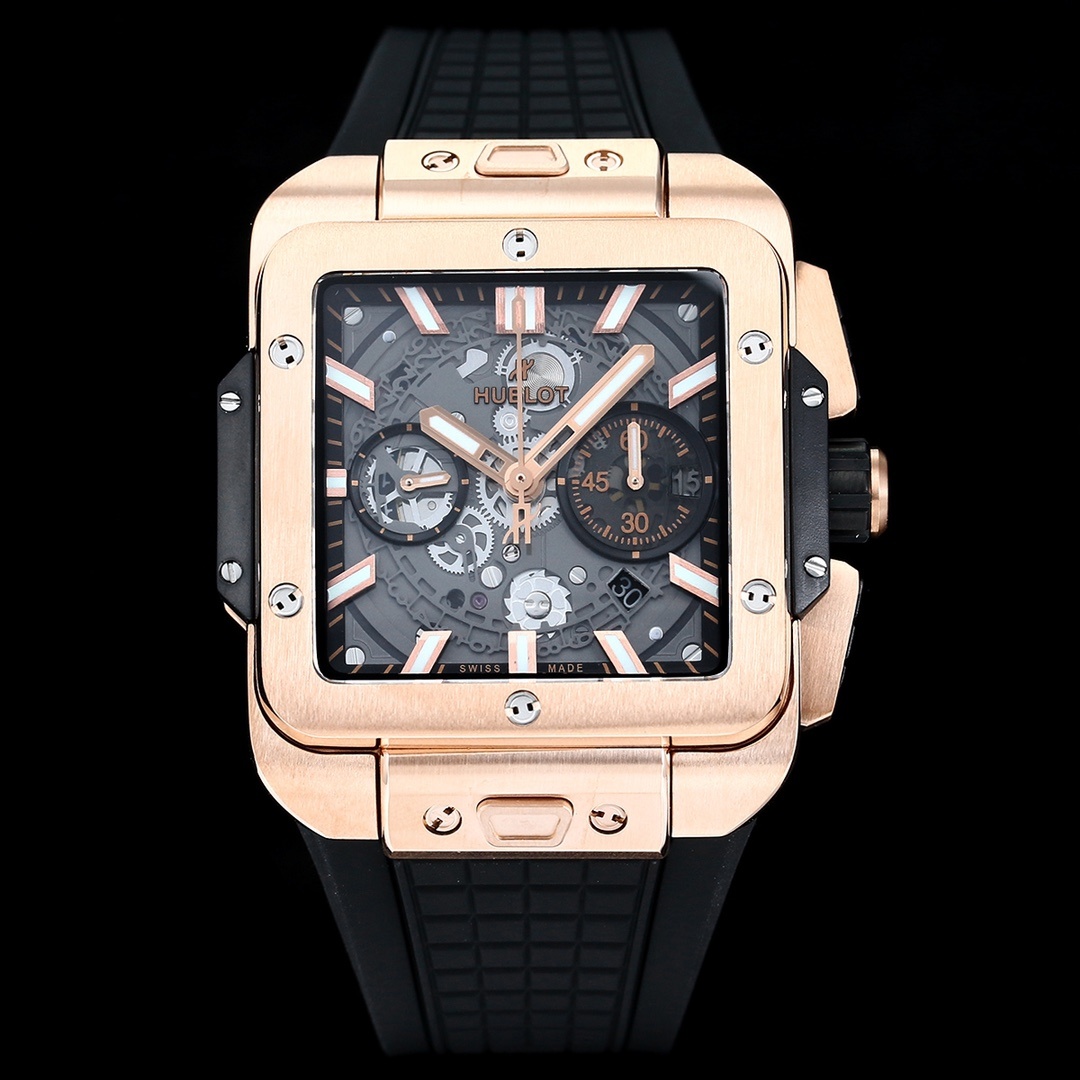 Hublot Big Bang, Square Bang Unico 42mm Textured Rubber Strap(1:1 replica)