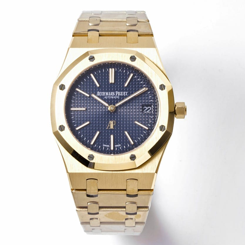 Audemars Piguet Replica Watch Royal Oak Extra-Thin Yellow Gold Blue Index 39mm Yellow Gold Bracelet 15202BA.OO.1240BA.01-BFV2(1:1 replica)