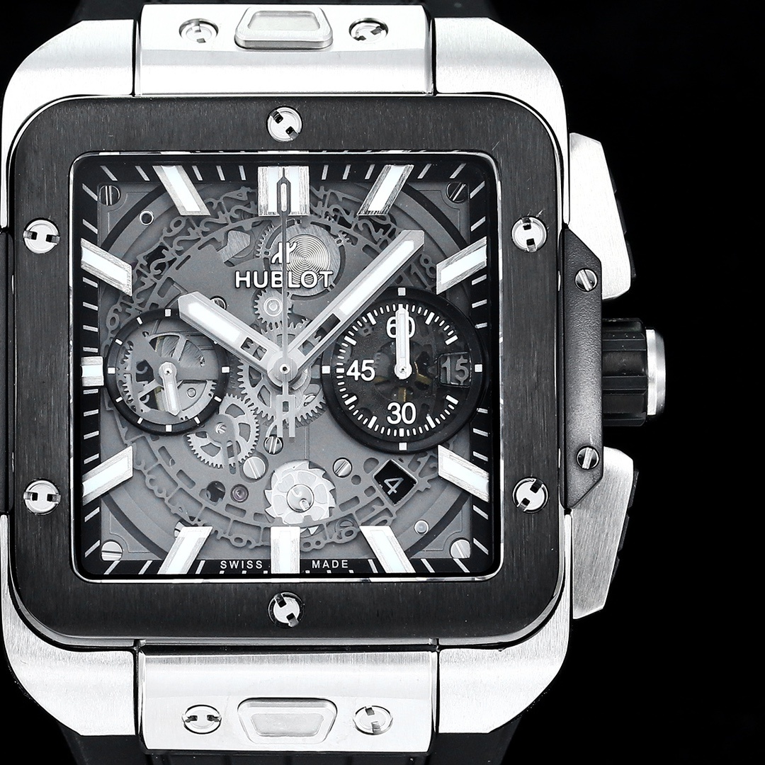 Hublot Big Bang, Square Bang Unico 42mm Textured Rubber Strap(1:1 replica)