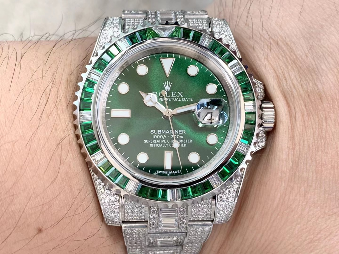 Rolex Submariner Special Diamonds - Green Diamonds - All Diamonds - 40mm(1:1 replica)