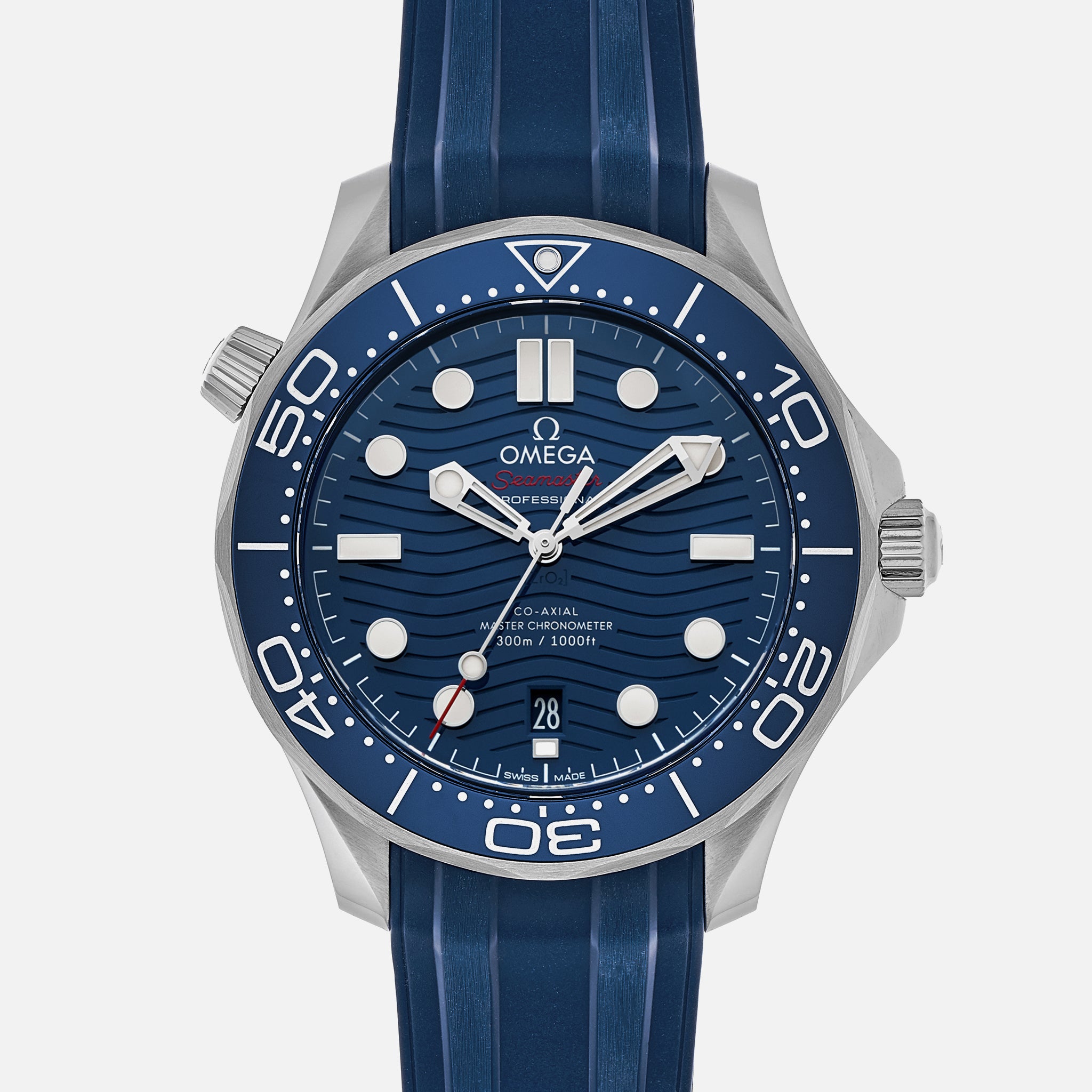 Seamaster Diver 300M Co-Axial Master Chronometer 42mm Blue Dial On Rubber Strap(1:1 replica)