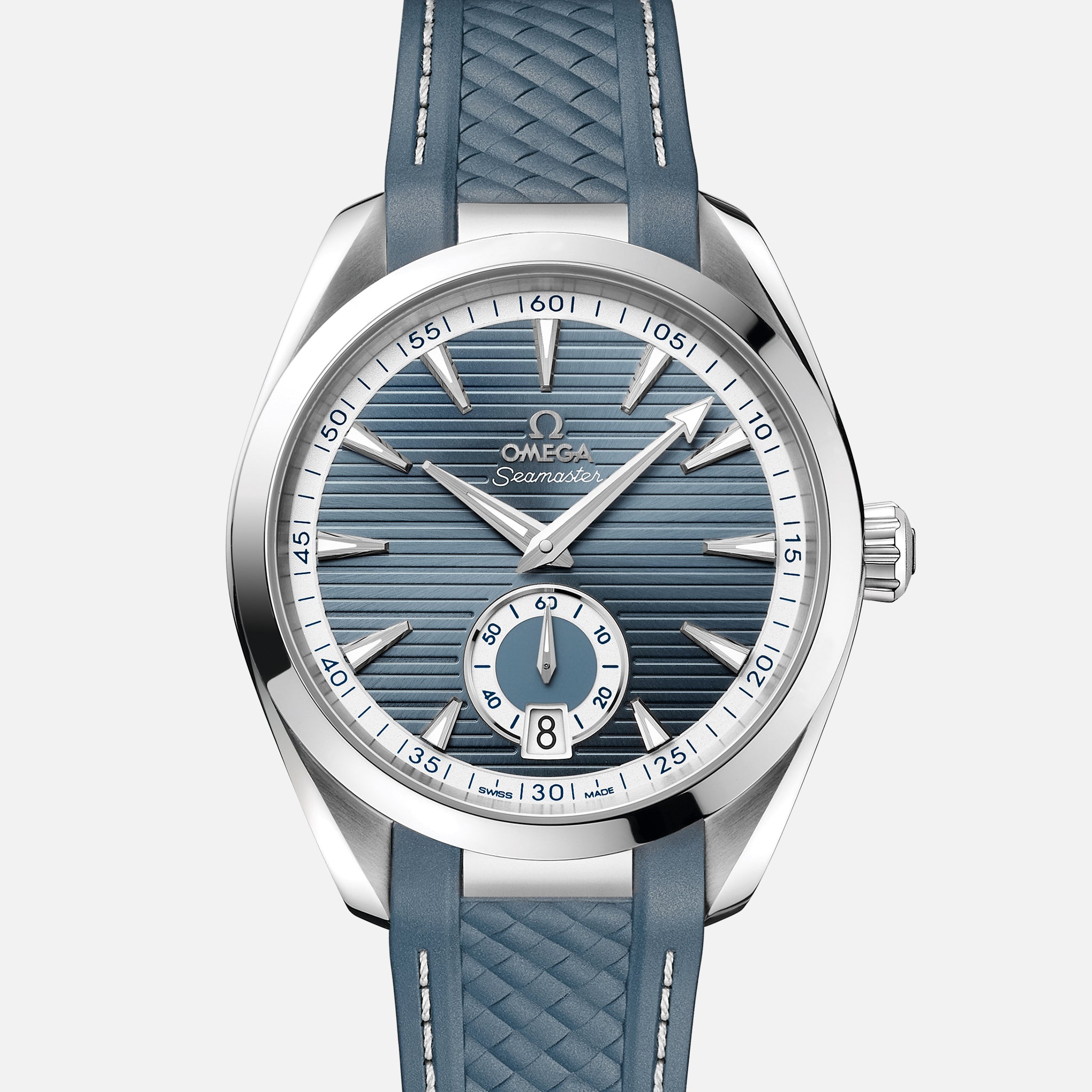 Seamaster Aqua Terra 150M Co?Axial Master Chronometer Small Seconds 41mm Steel Blue Dial On Rubber Strap(1:1 replica)