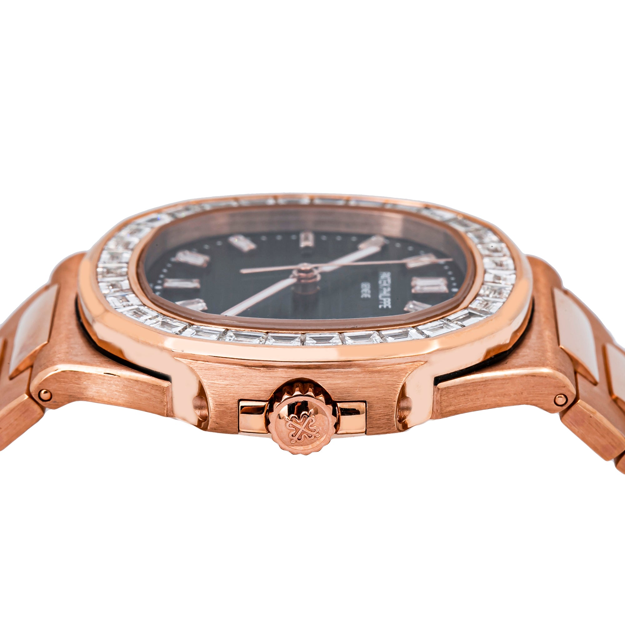 Patek Philippe Nautilus 5711 40MM Black Diamond Dial With Rose Gold Bracelet(1:1 replica)